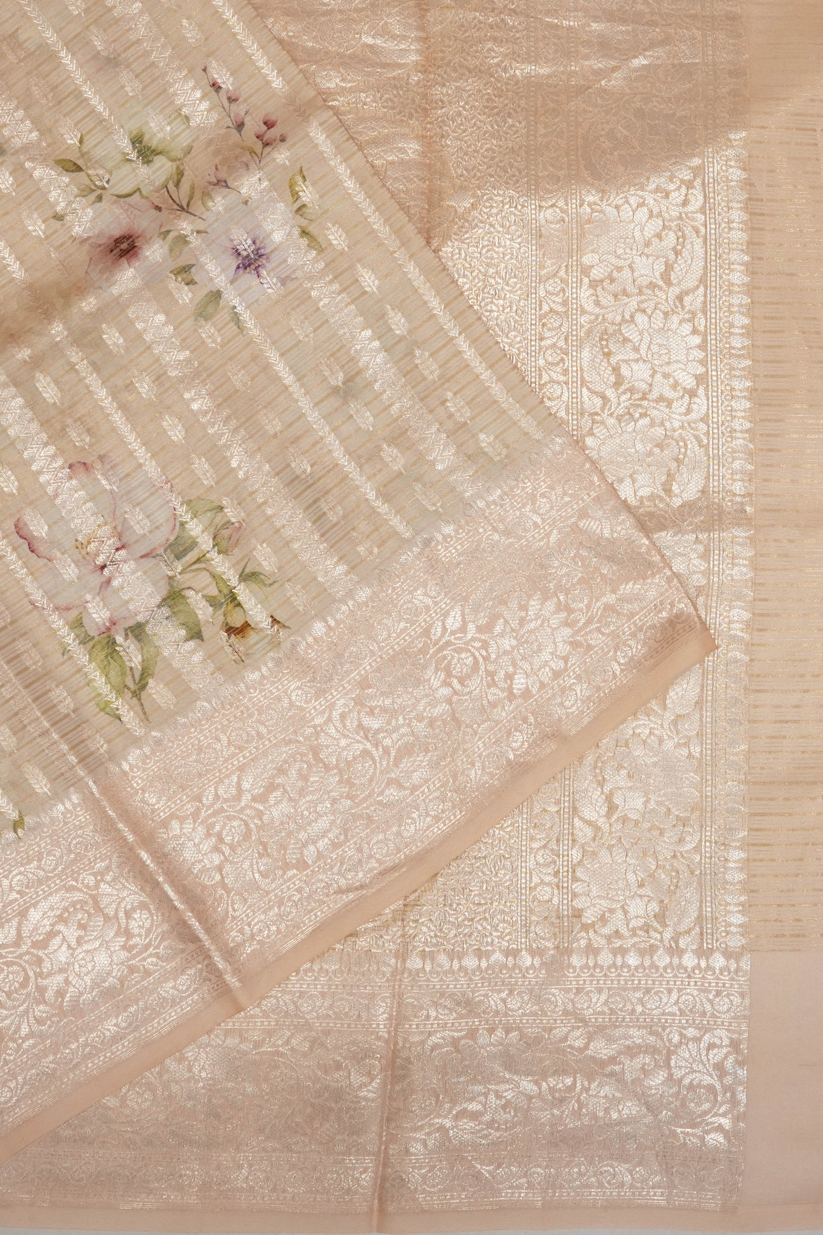 Vaanya Banaras Silk Brocade Peach Saree