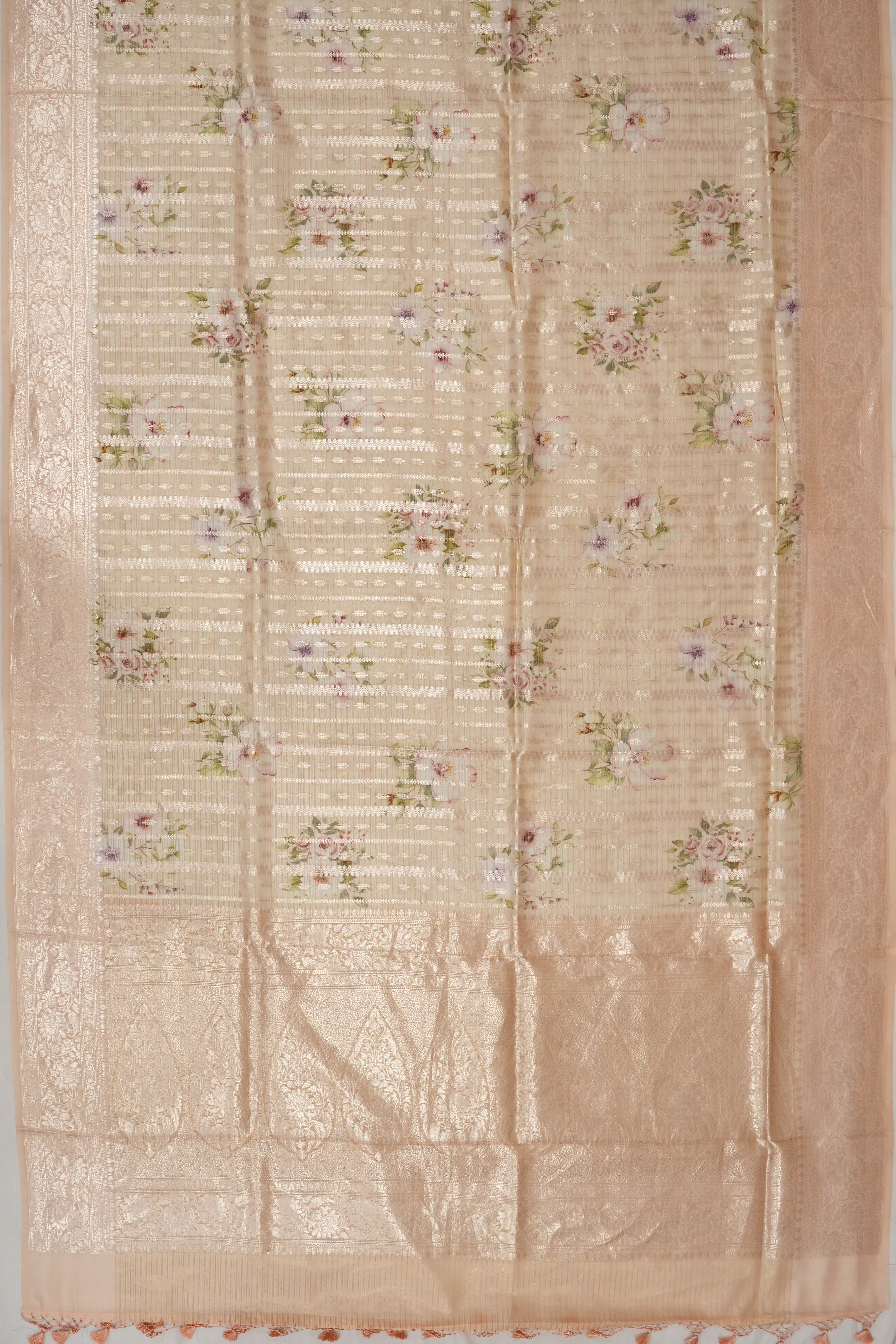 Vaanya Banaras Silk Brocade Peach Saree