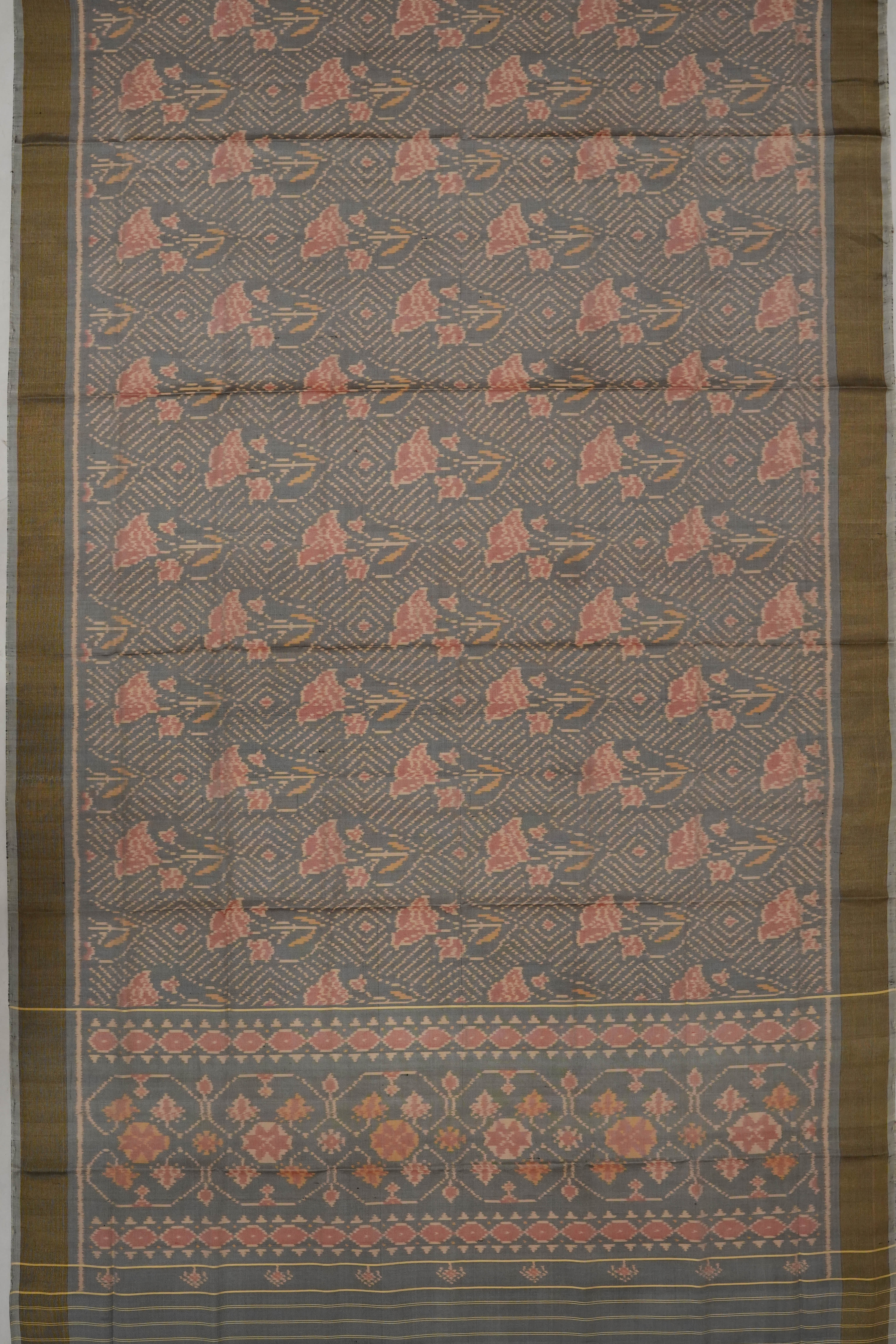 Rajkot Patola Silk Ikat Grey Saree