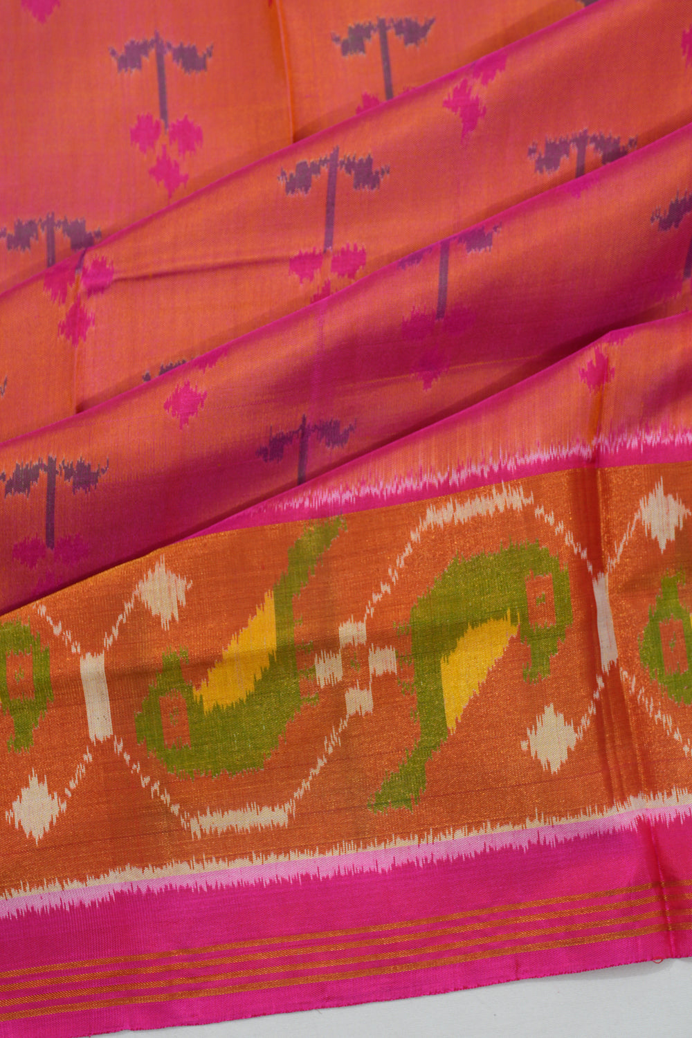 Rajkot Patola Silk Ikat Baby Pink Saree