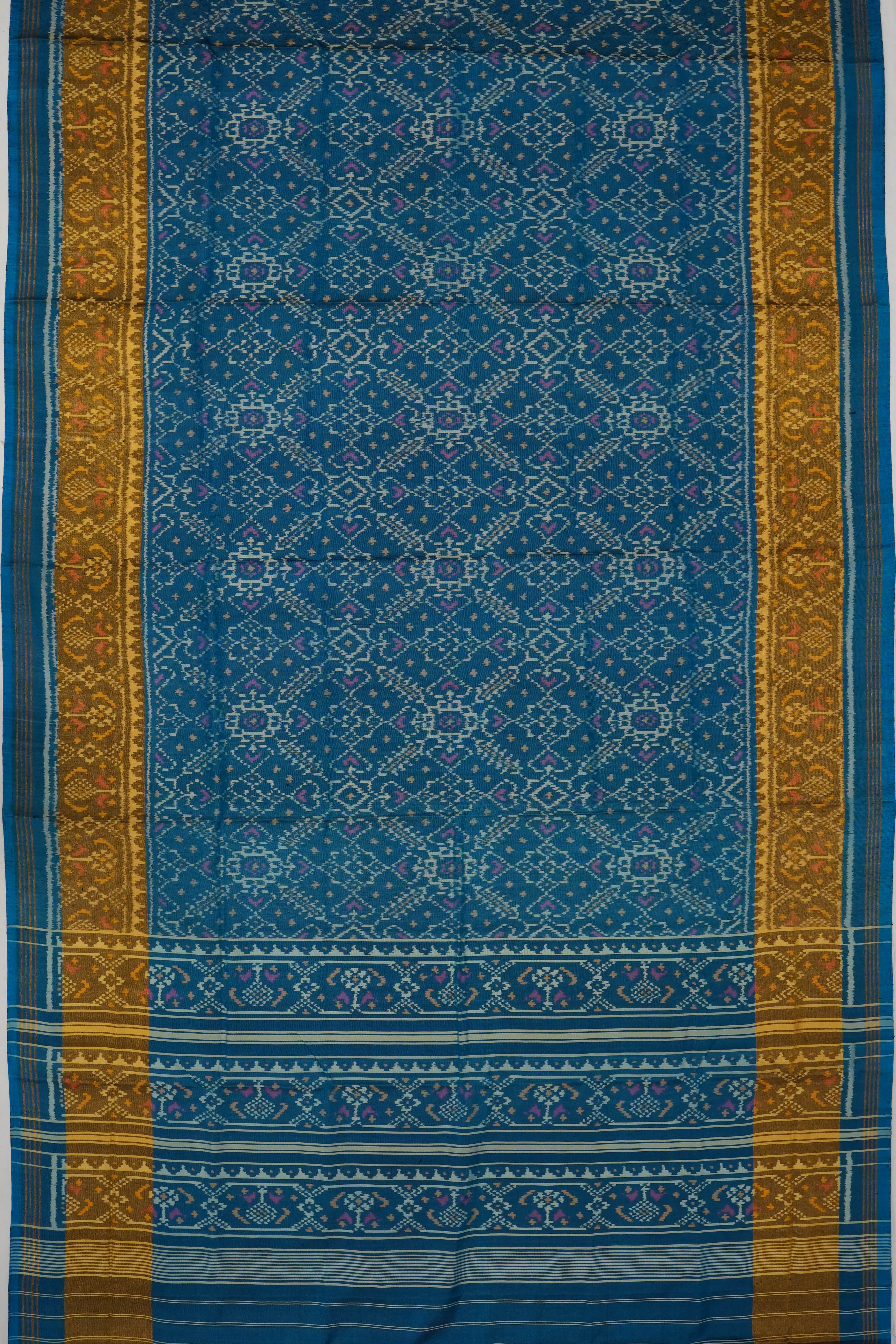 Rajkot Patola Silk Ikat Blue Saree