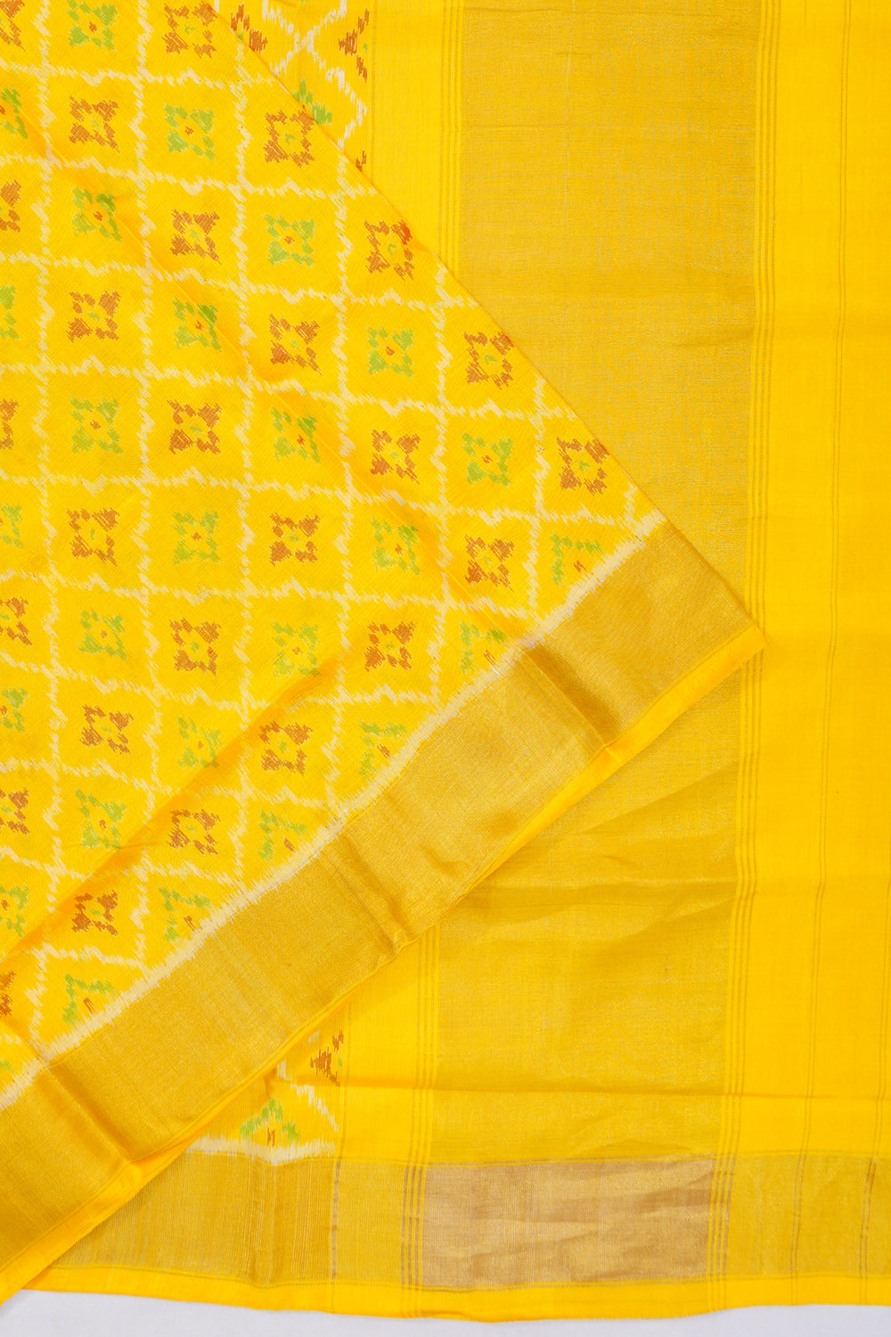 Rajkot Patola Silk Ikat Yellow Saree