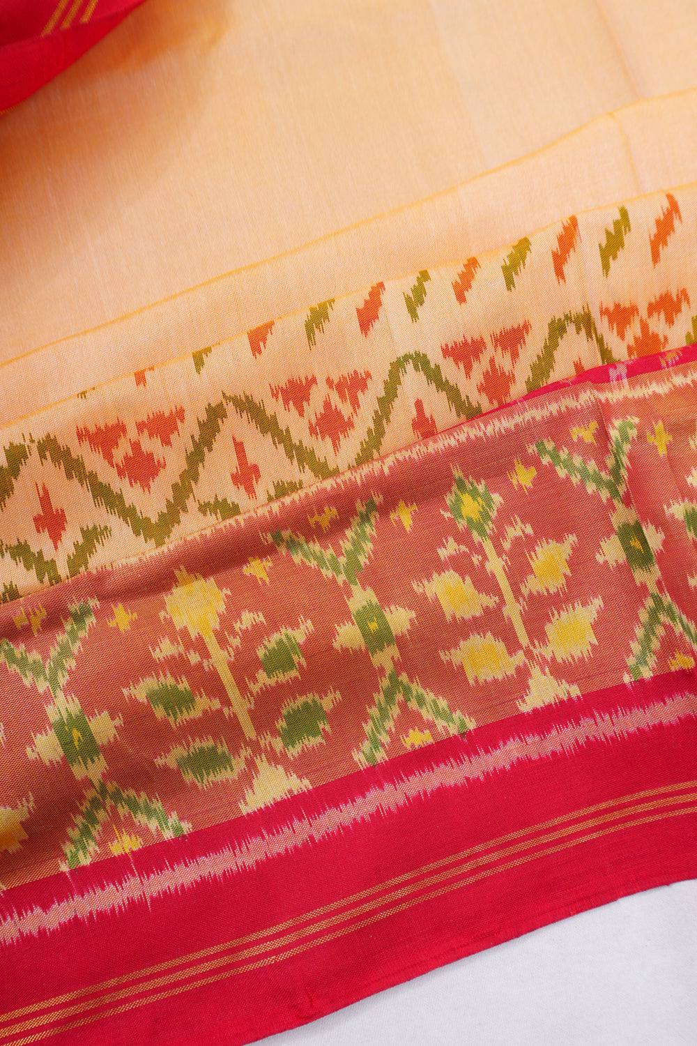 Rajkot Patola Silk Ikat Cream Saree