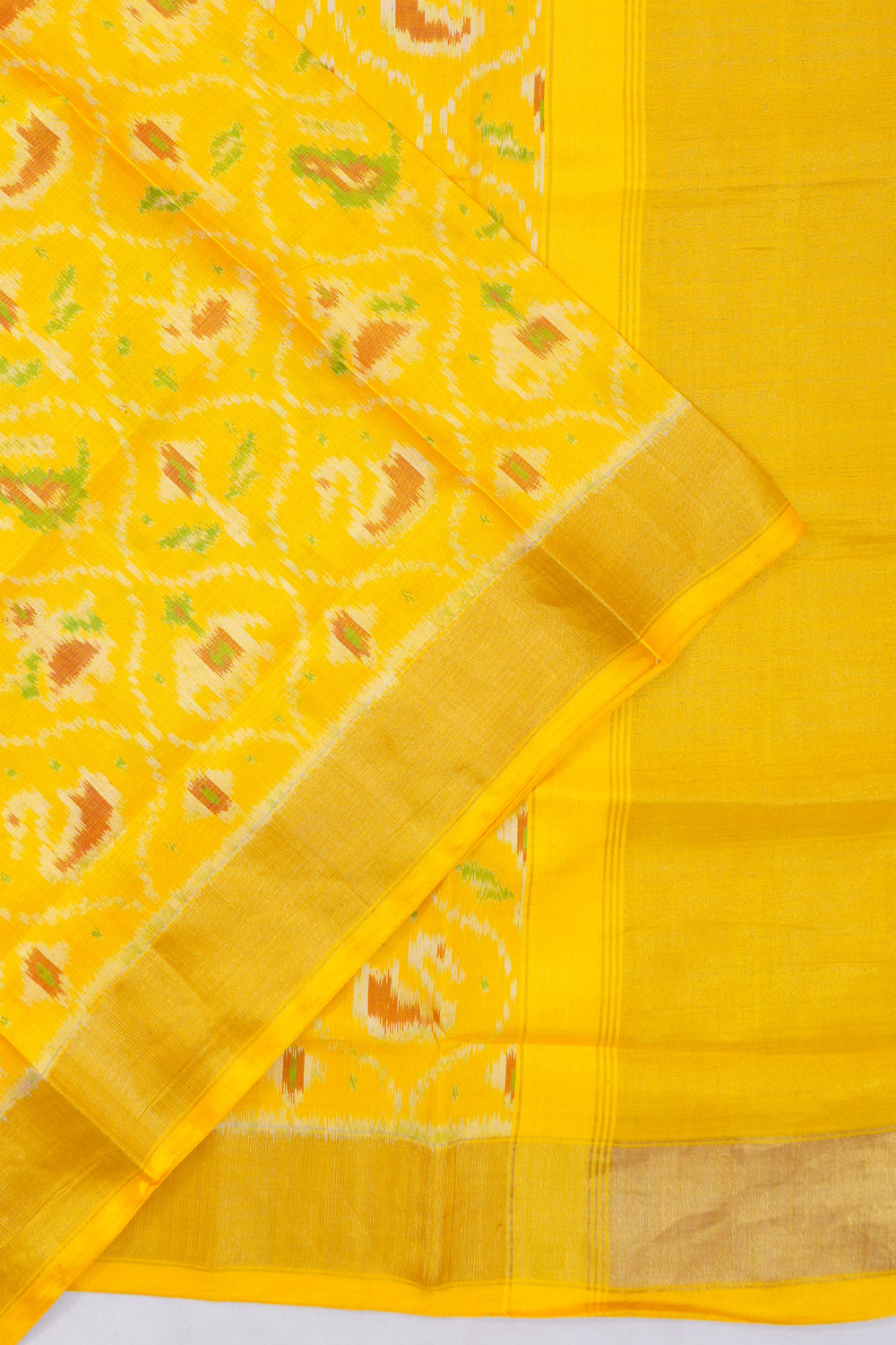 Rajkot Patola Silk Ikat Yellow Saree