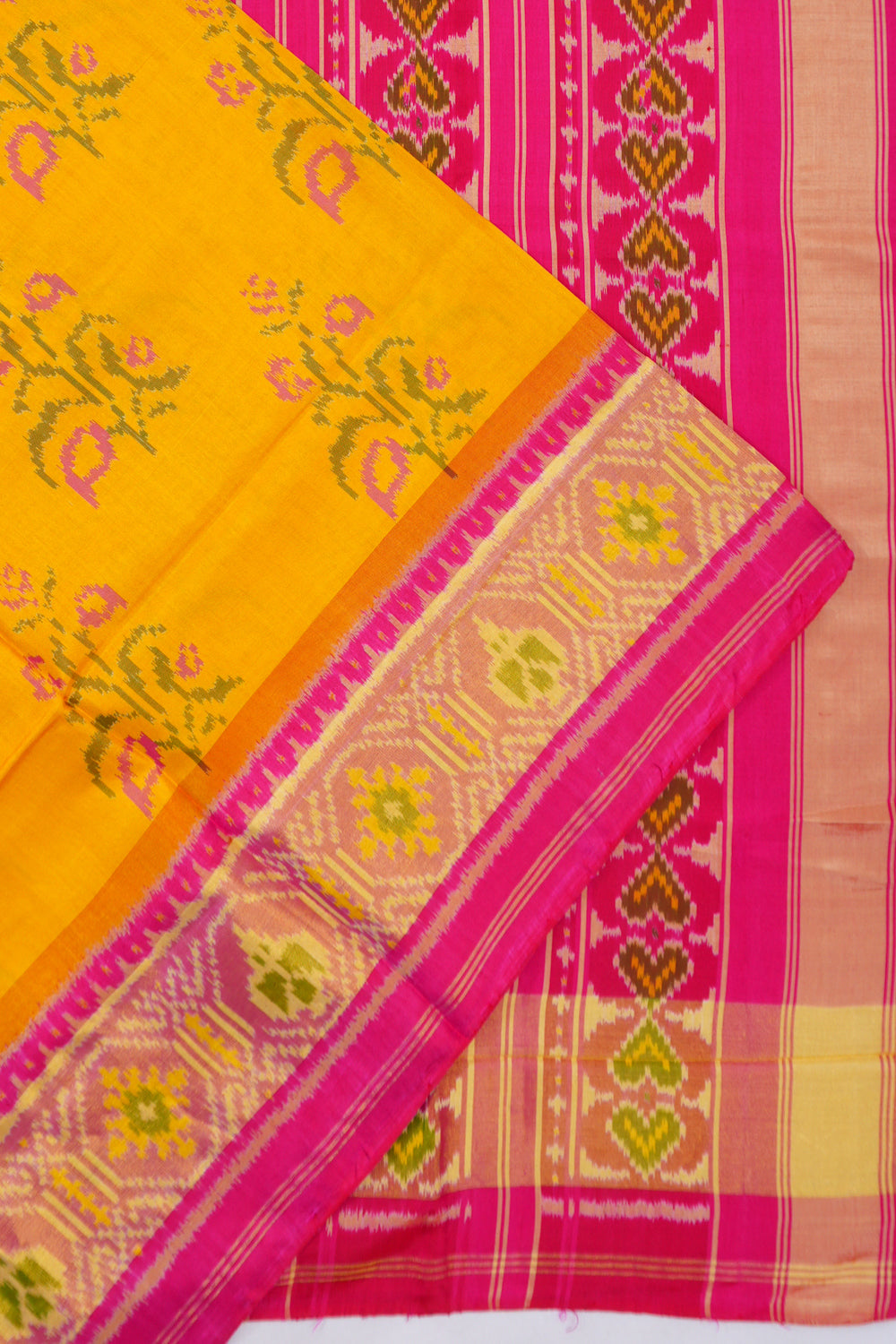 Rajkot Patola Silk Ikat Yellow Saree