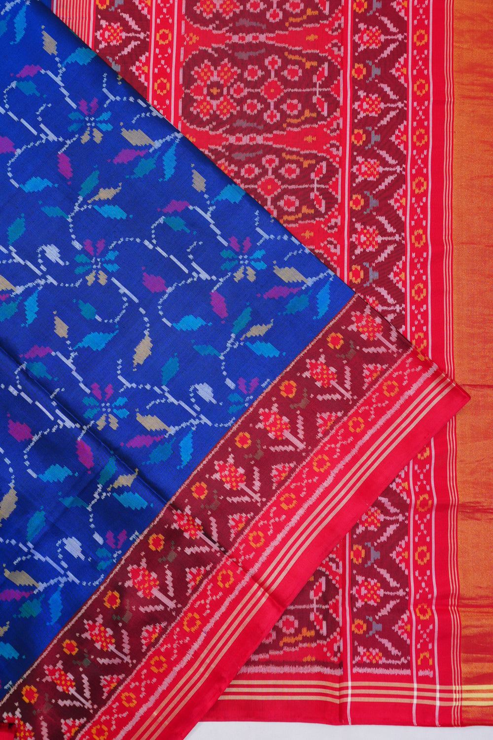 Semi Patan Silk Ikat Royal Blue Saree