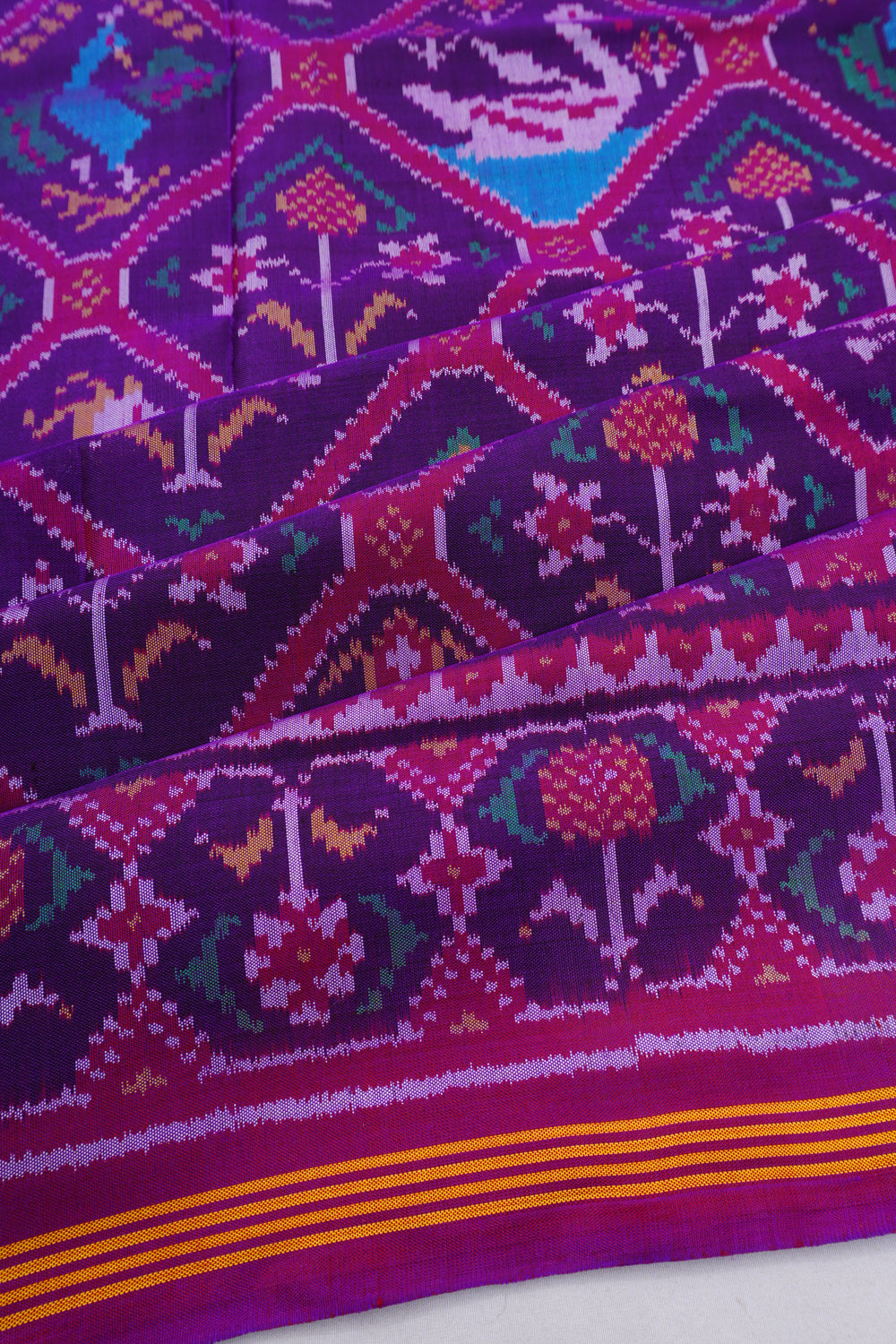 Semi Patan Silk Ikat Purple Saree
