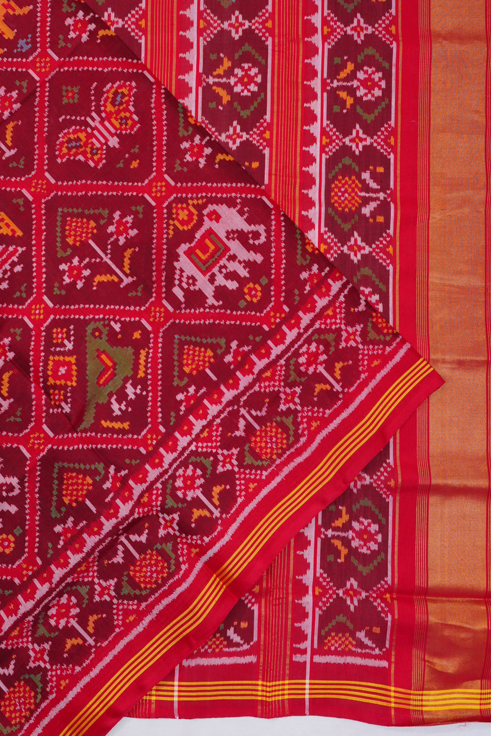 Semi Patan Silk Ikat Red Saree