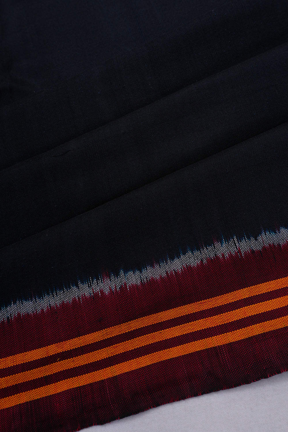 Semi Patan Silk Ikat Plain Black Saree
