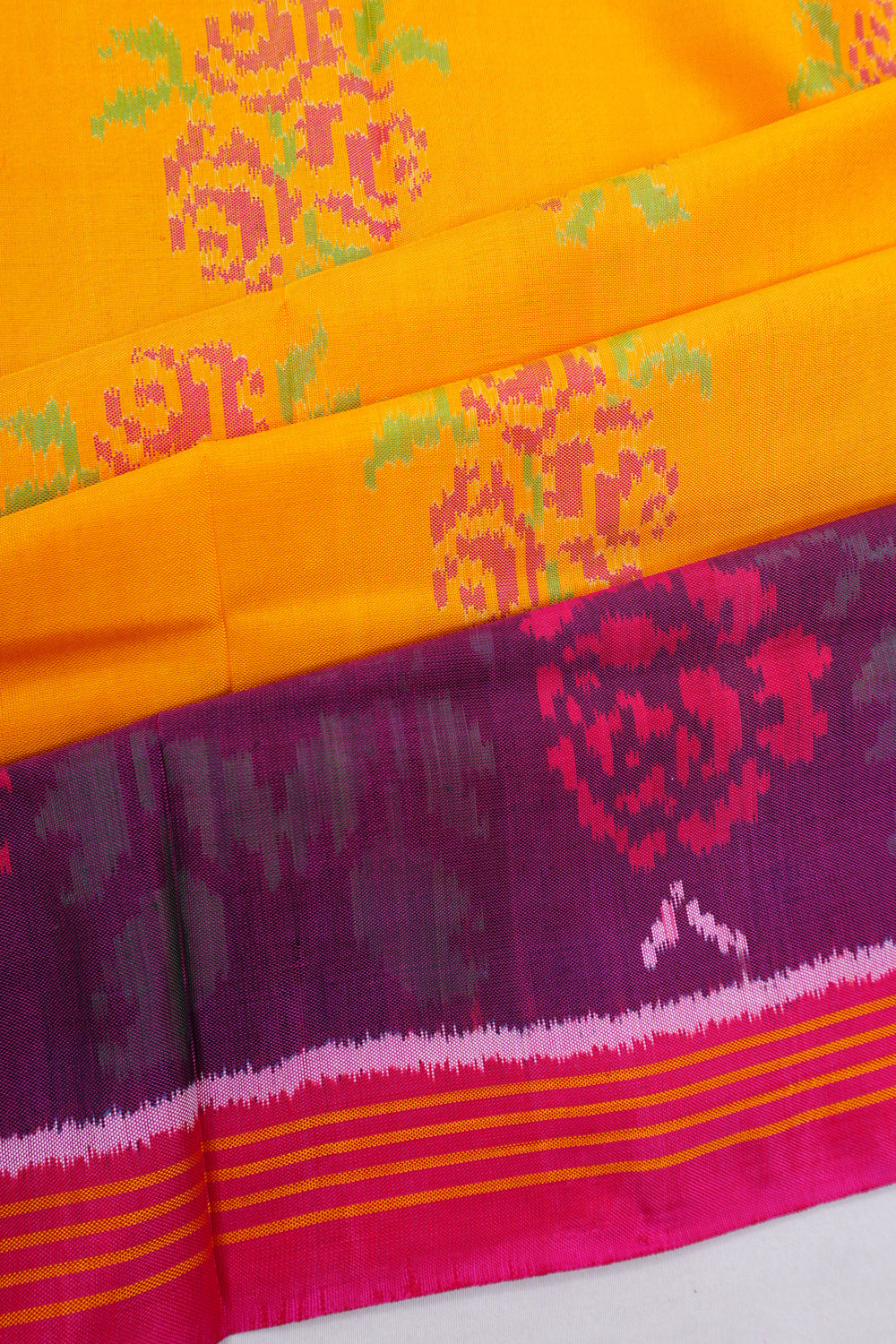 Semi Patan Silk Ikat Yellow Saree