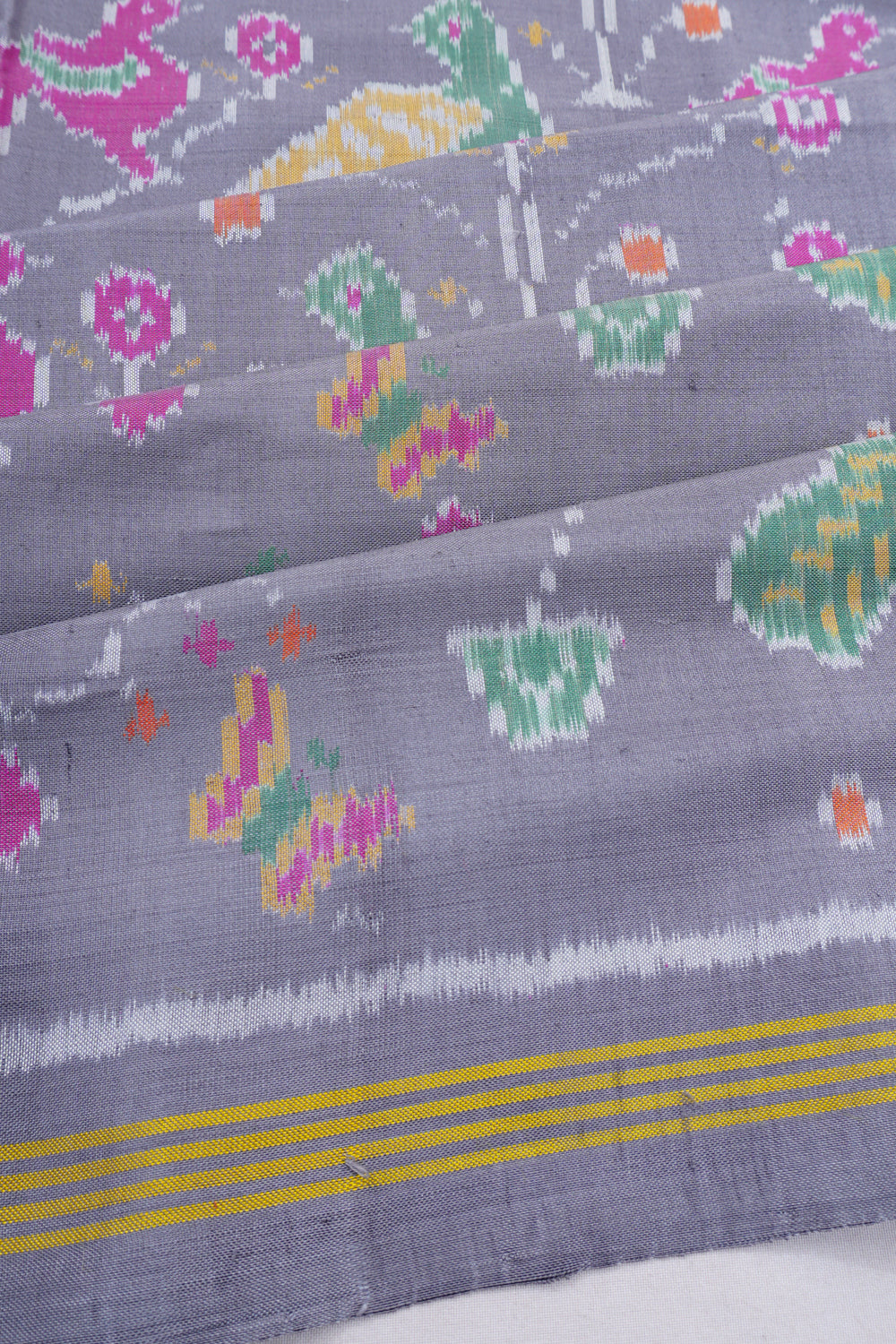 Semi Patan Silk Ikat Grey Saree
