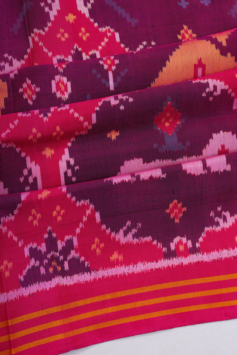 Semi Patan Silk Ikat Pink And Purple Saree
