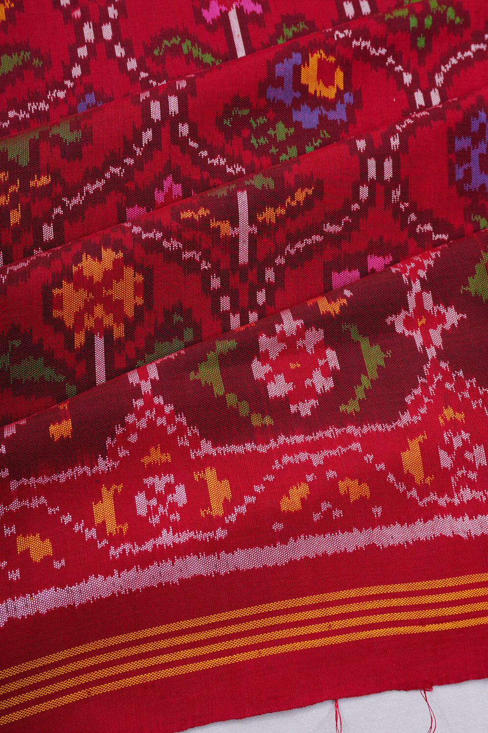 Semi Patan Silk Ikat Red Saree