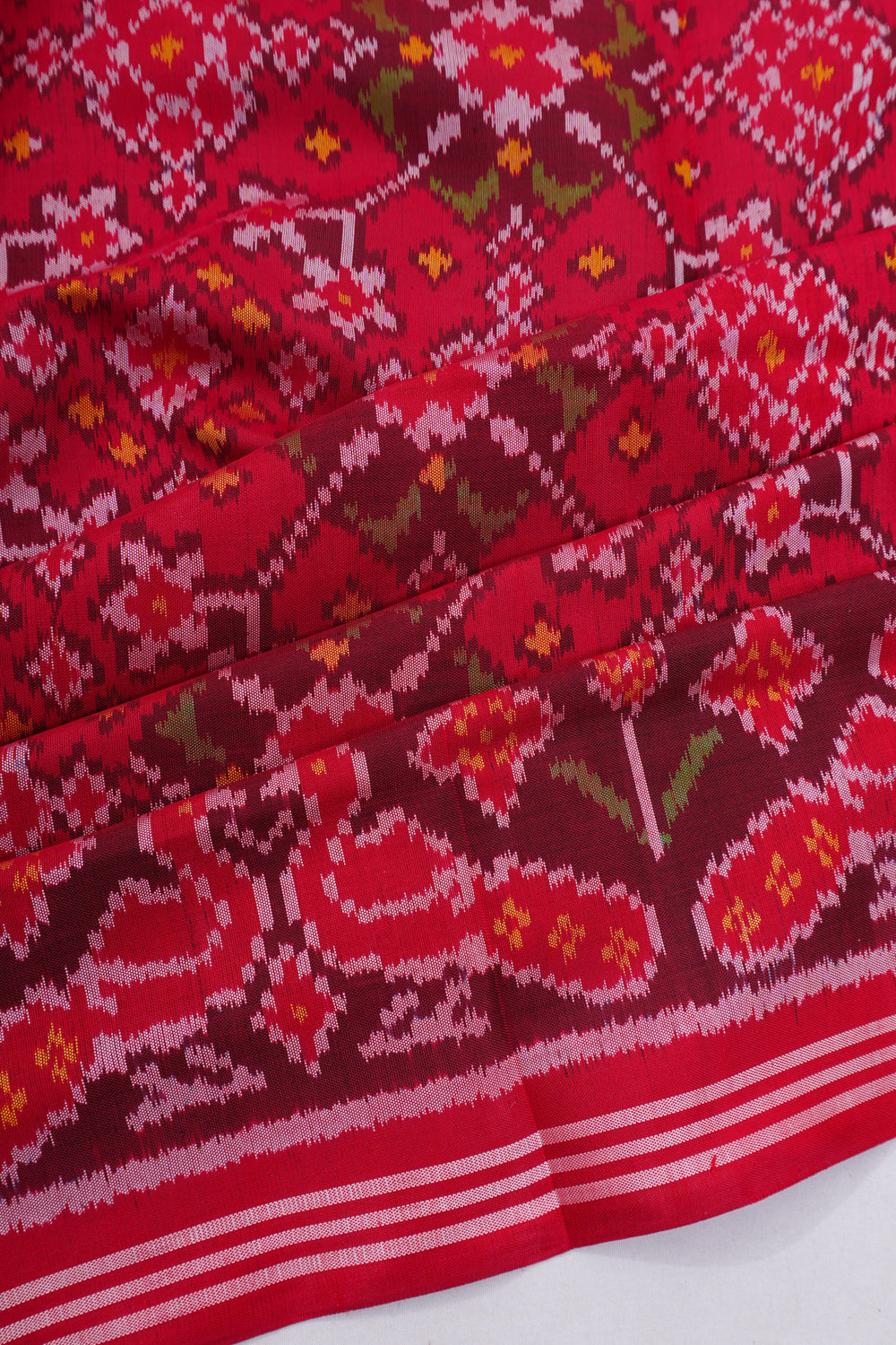 Semi Patan Silk Ikat Red Saree