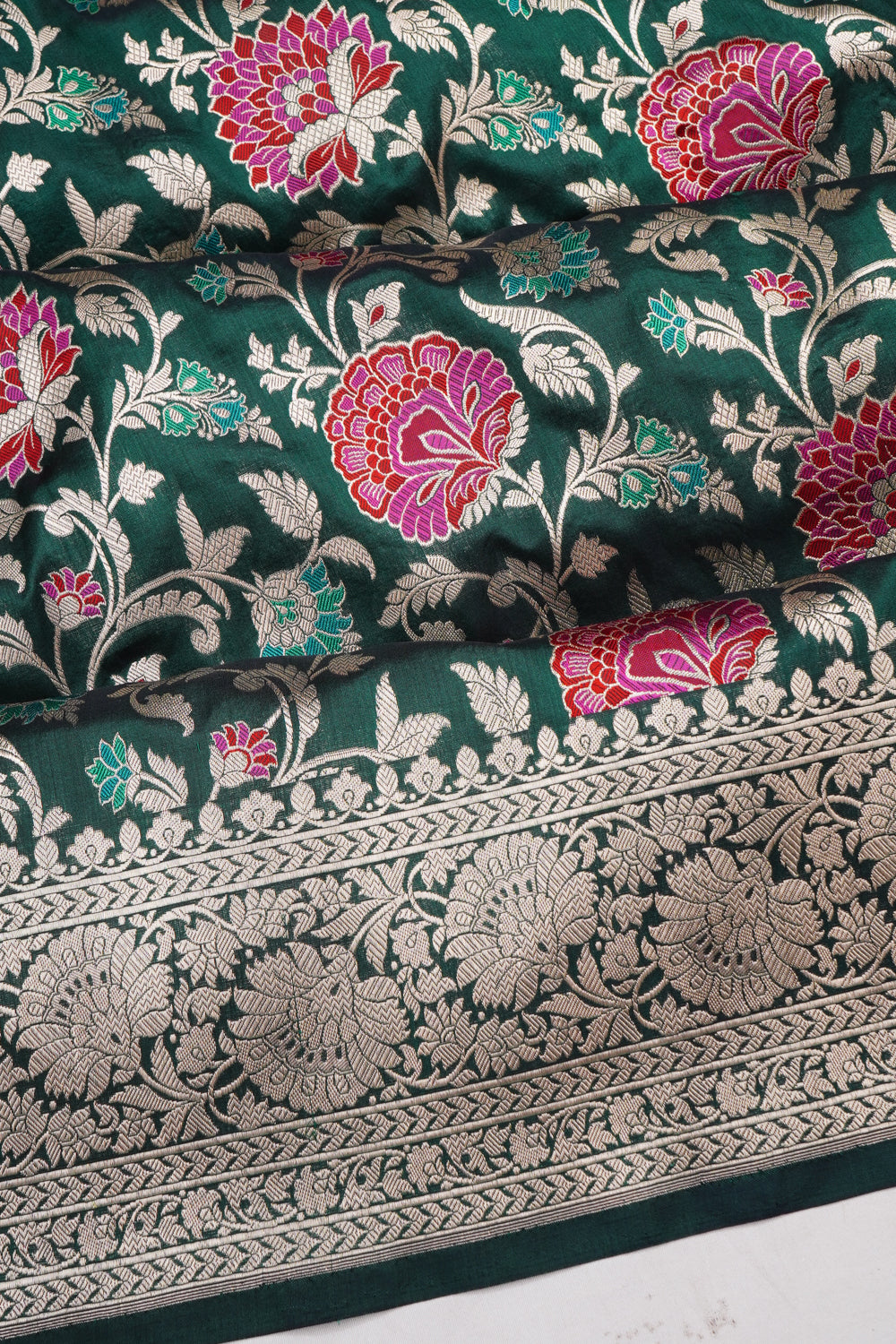 Vaanya Banaras Silk Brocade Green Saree