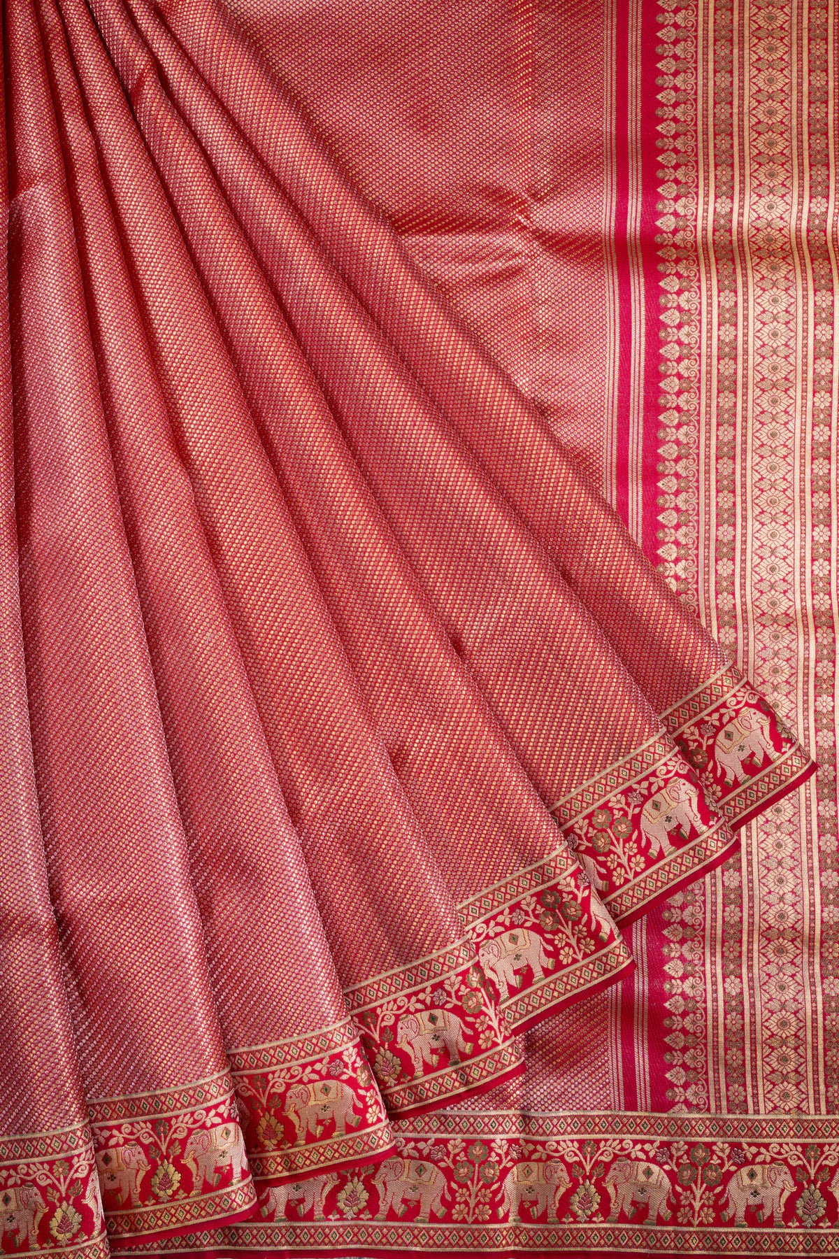 Kanchipuram Silk Brocade Red Saree