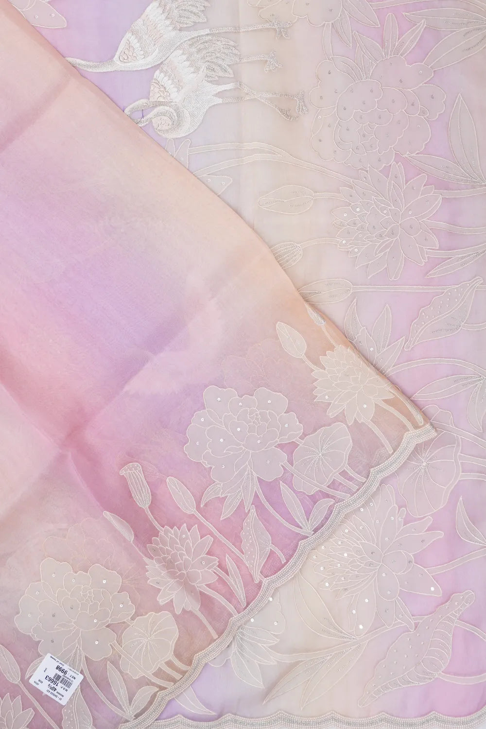 Organza Plain Pink Saree