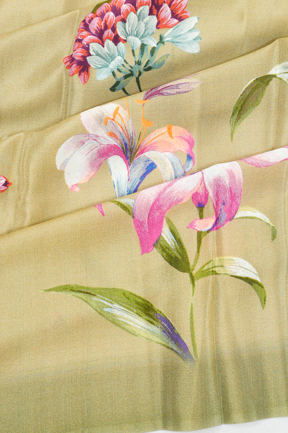 Soft Tussar Floral Printed Mehandi Green Saree
