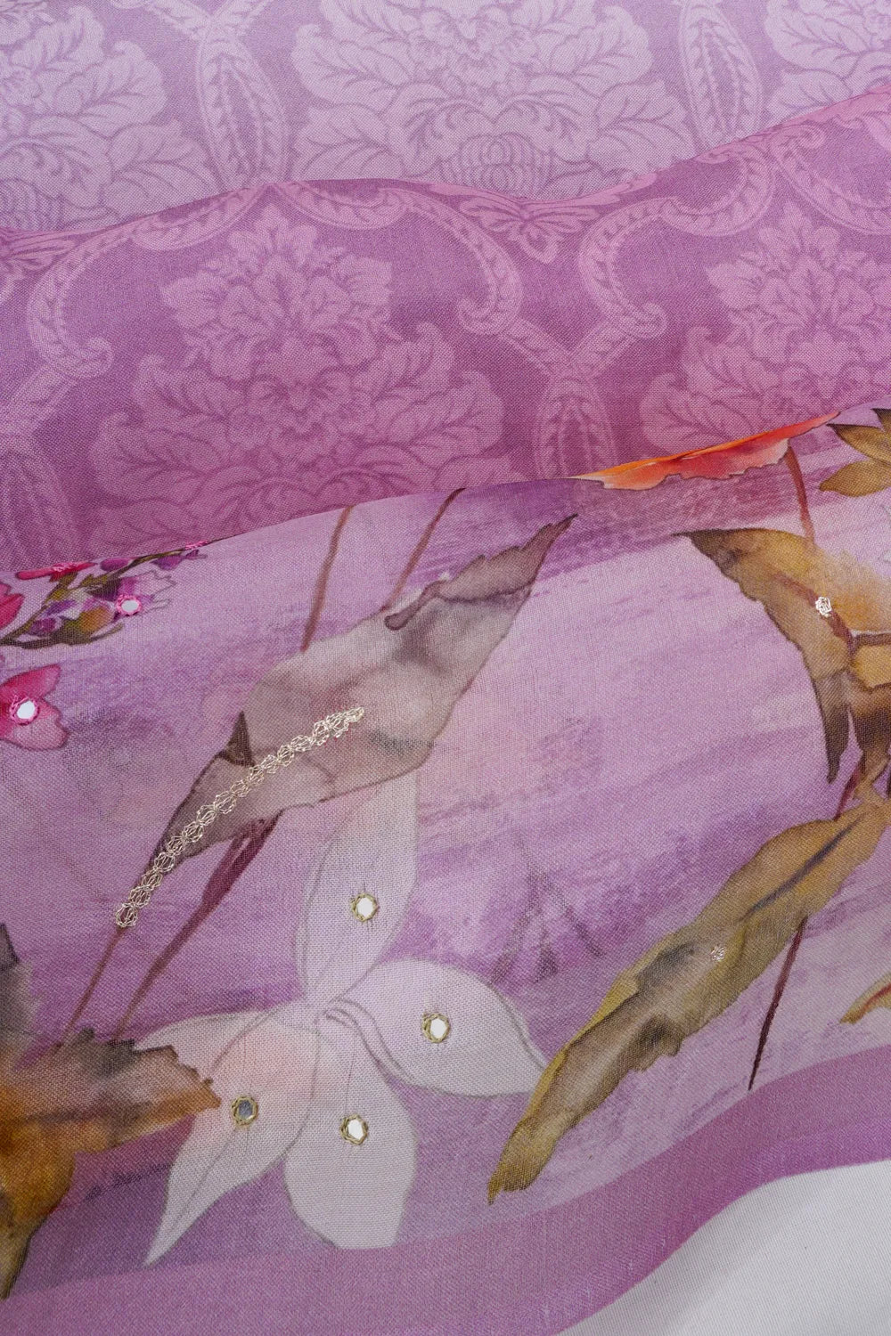 Organza Printed Lavender Saree