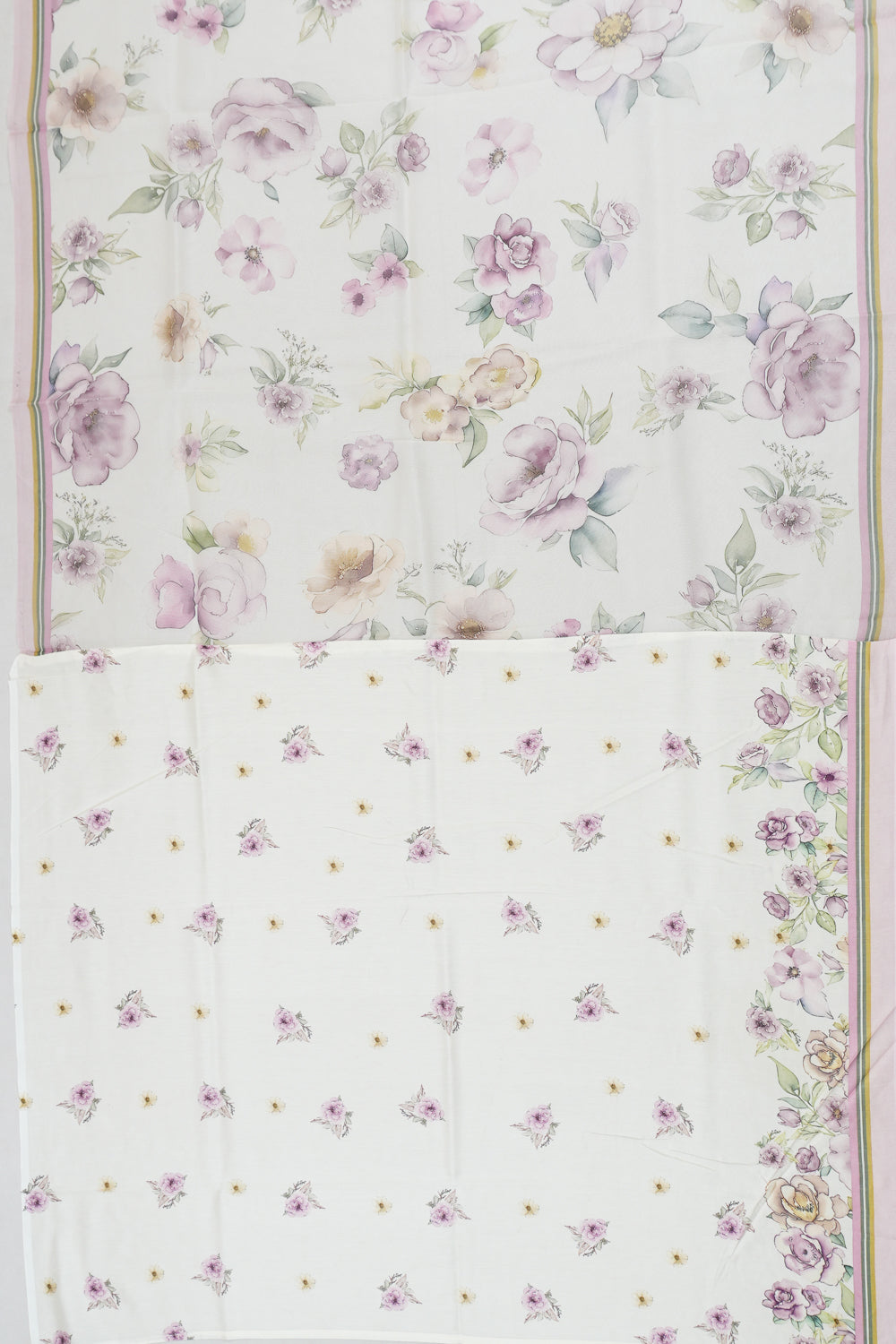 Organza Printed White Saree With Embroidery