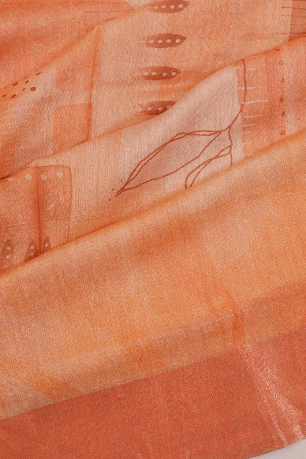 Tussar Printed Peach Saree