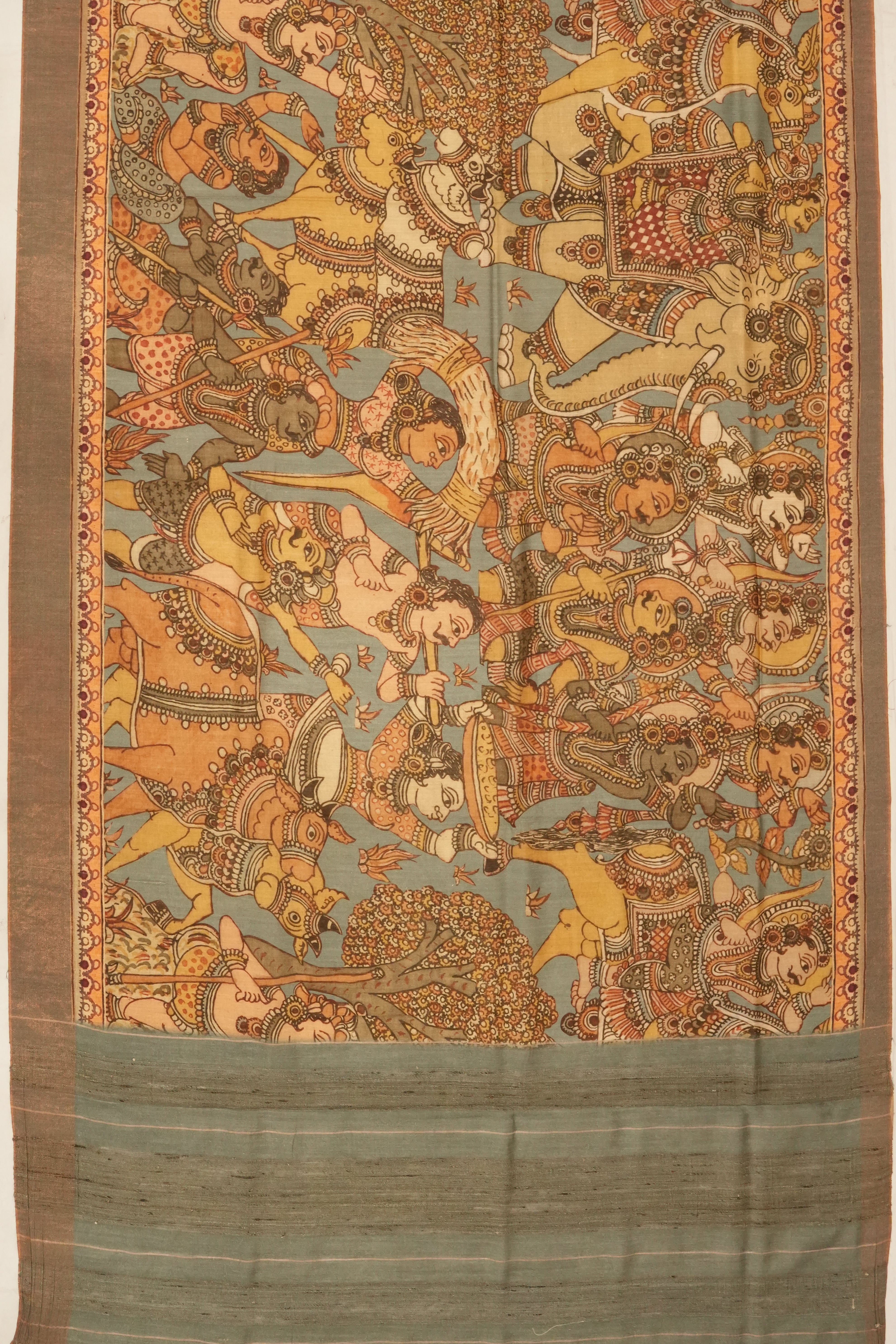 Tussar Printed Blue Saree