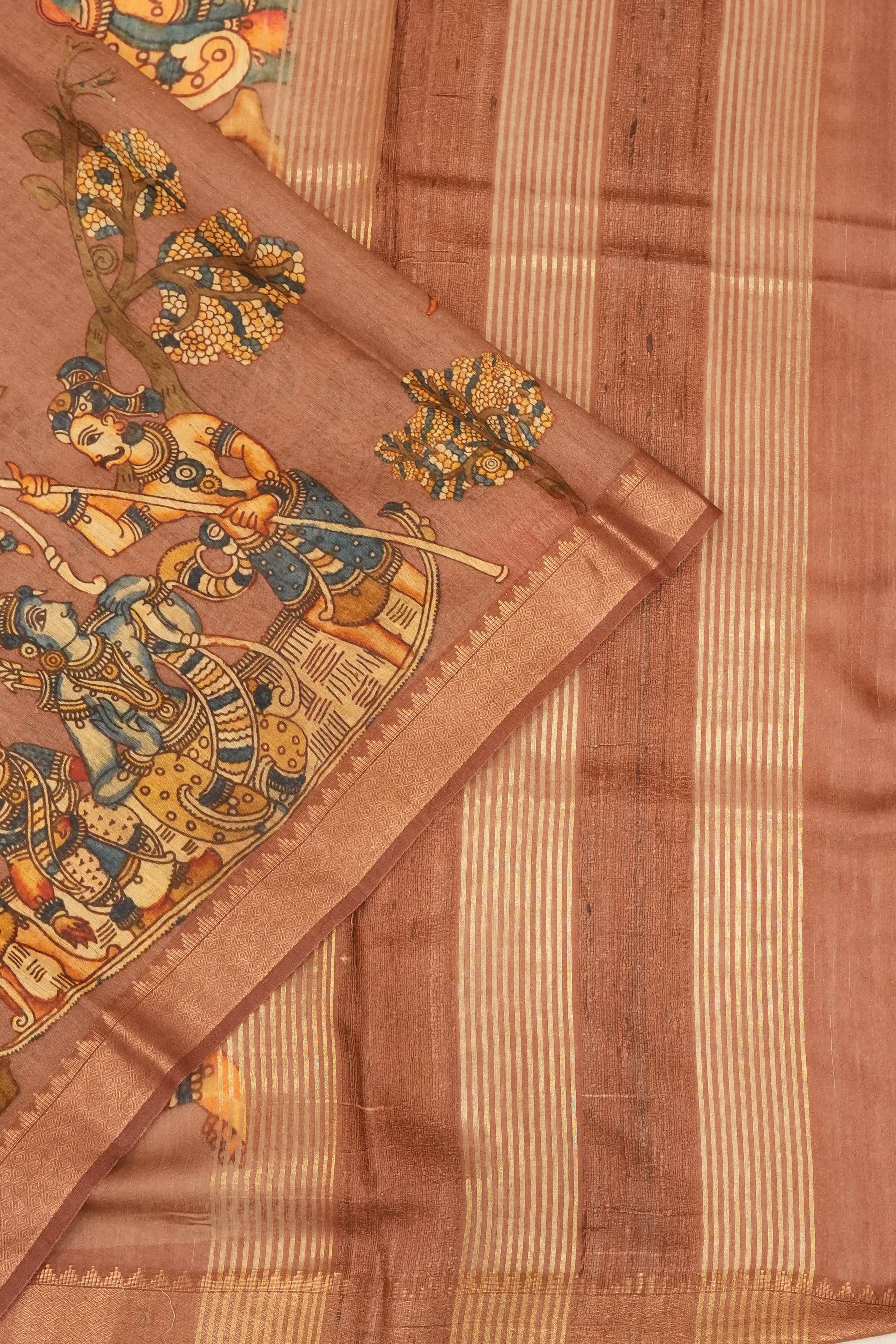Tussar Printed Brown Saree