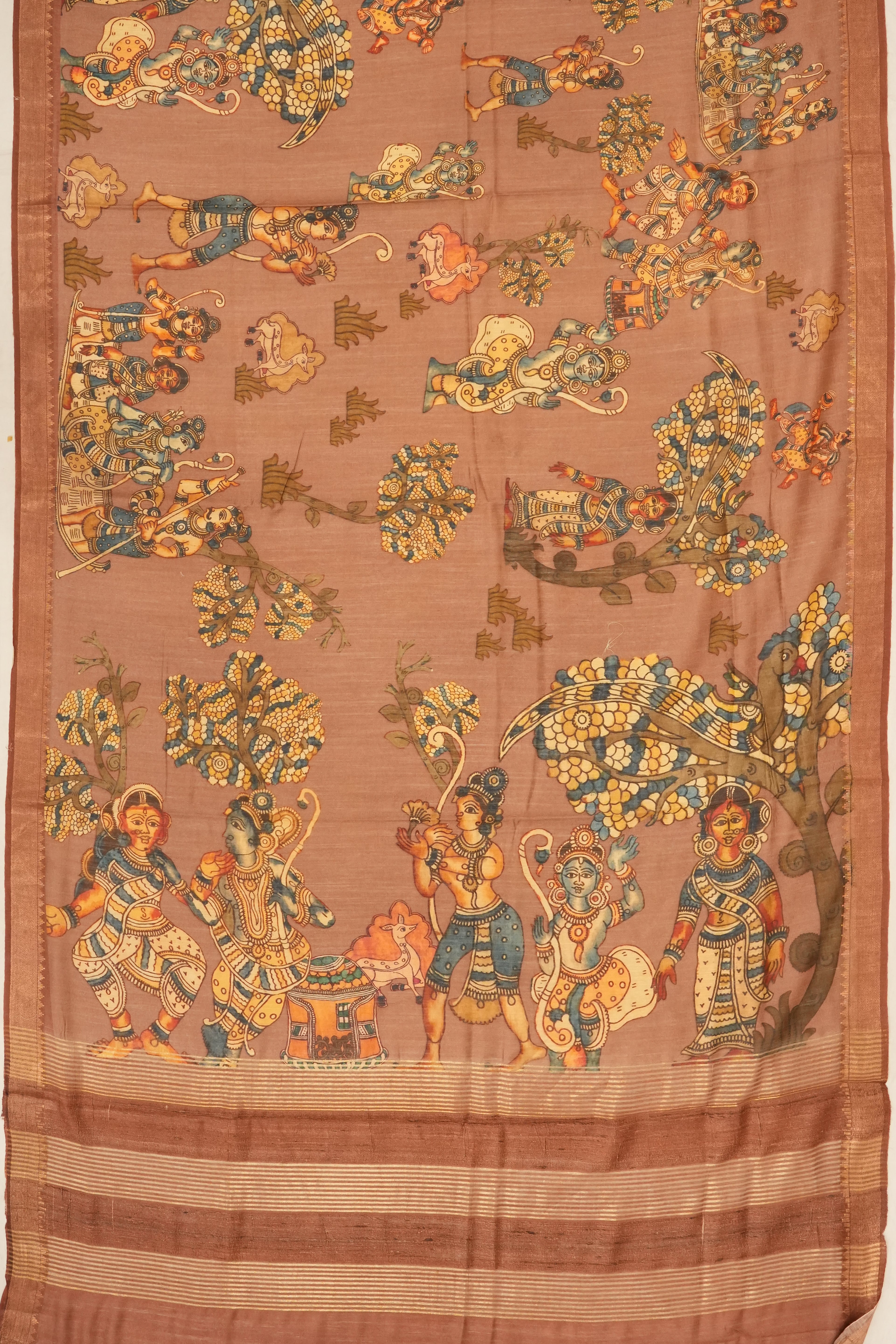 Tussar Printed Brown Saree