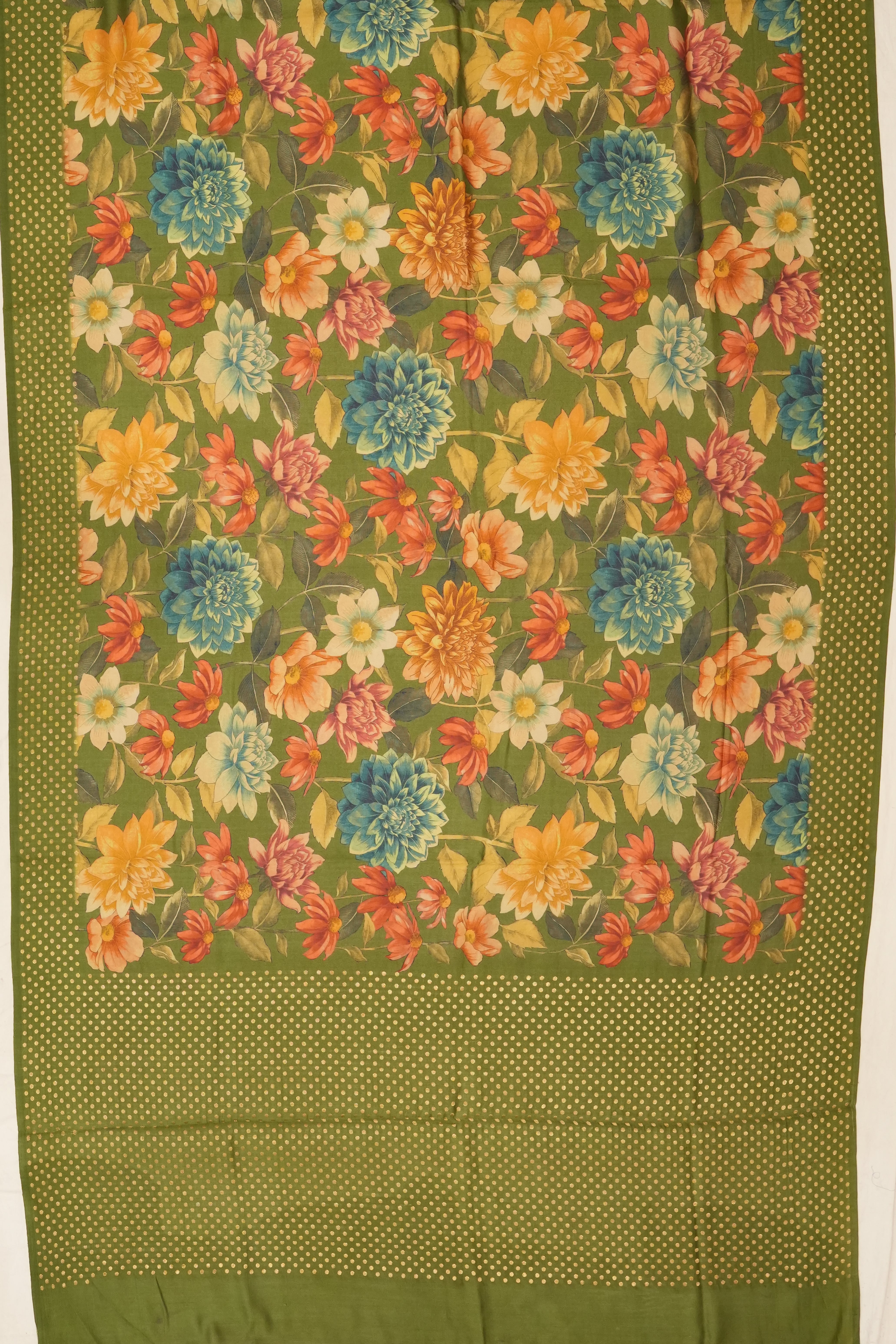 Vaanya Banaras Silk Printed Green Saree