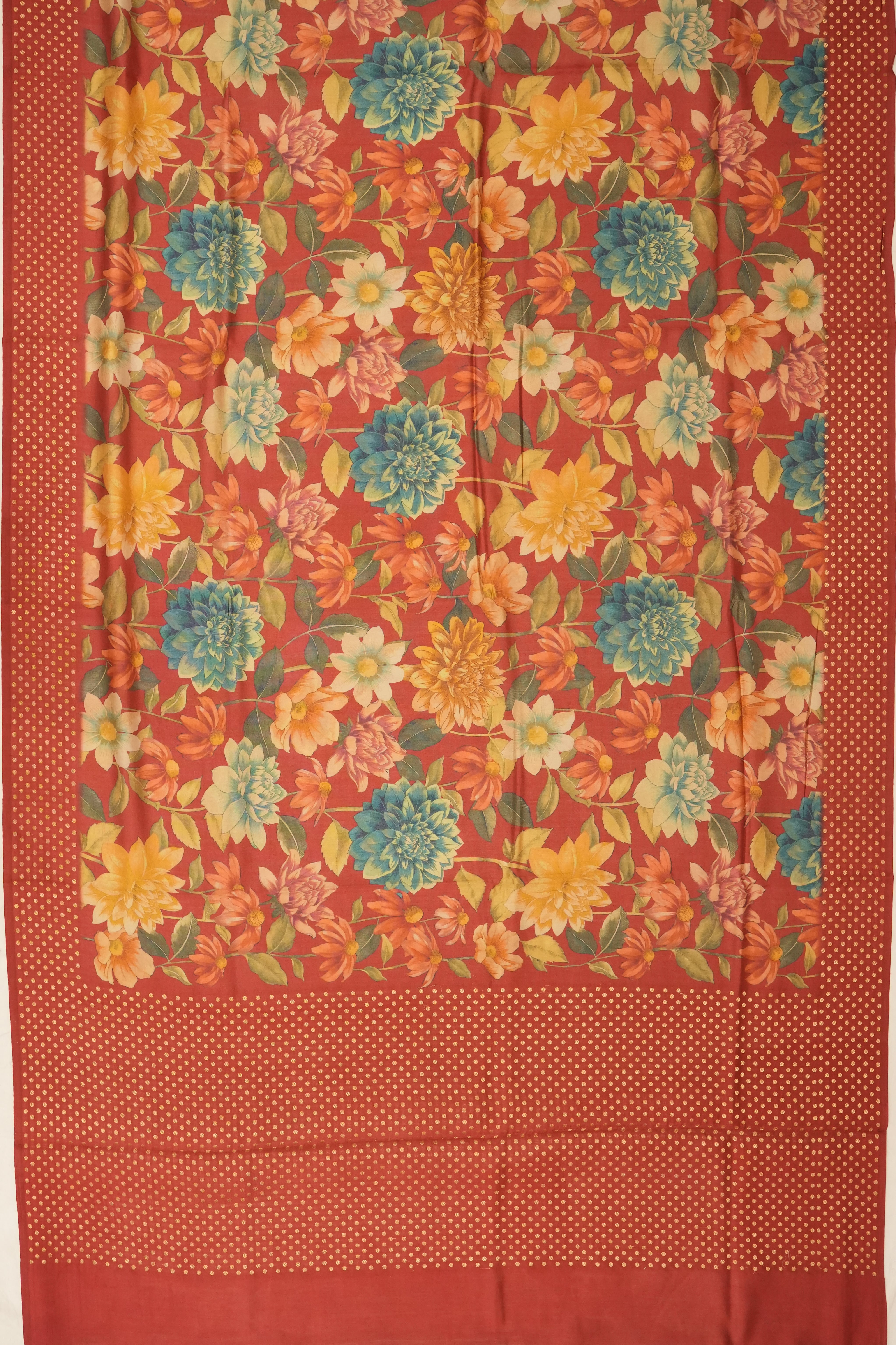 Vaanya Banaras Silk Printed Red Saree