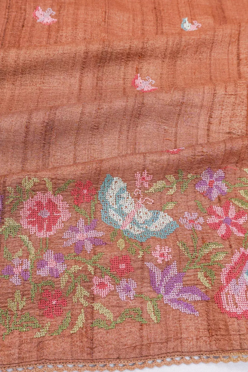 Tussar Butta Brown Saree