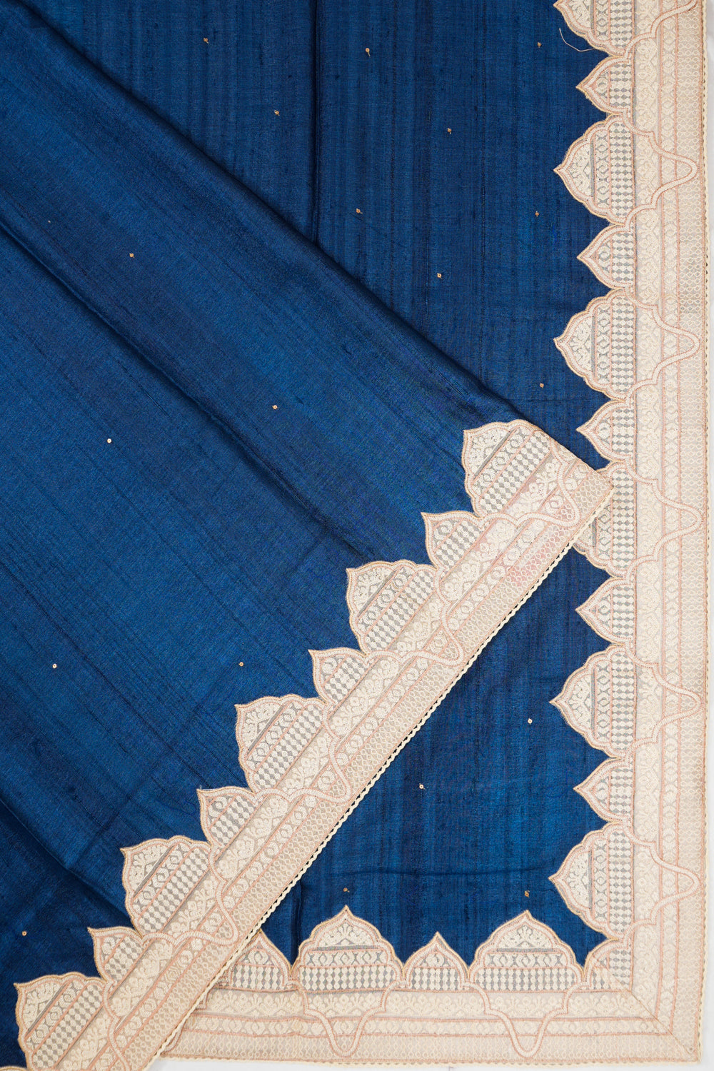 Vaanya Banaras Tussar Sequin Butta Dark Blue Saree