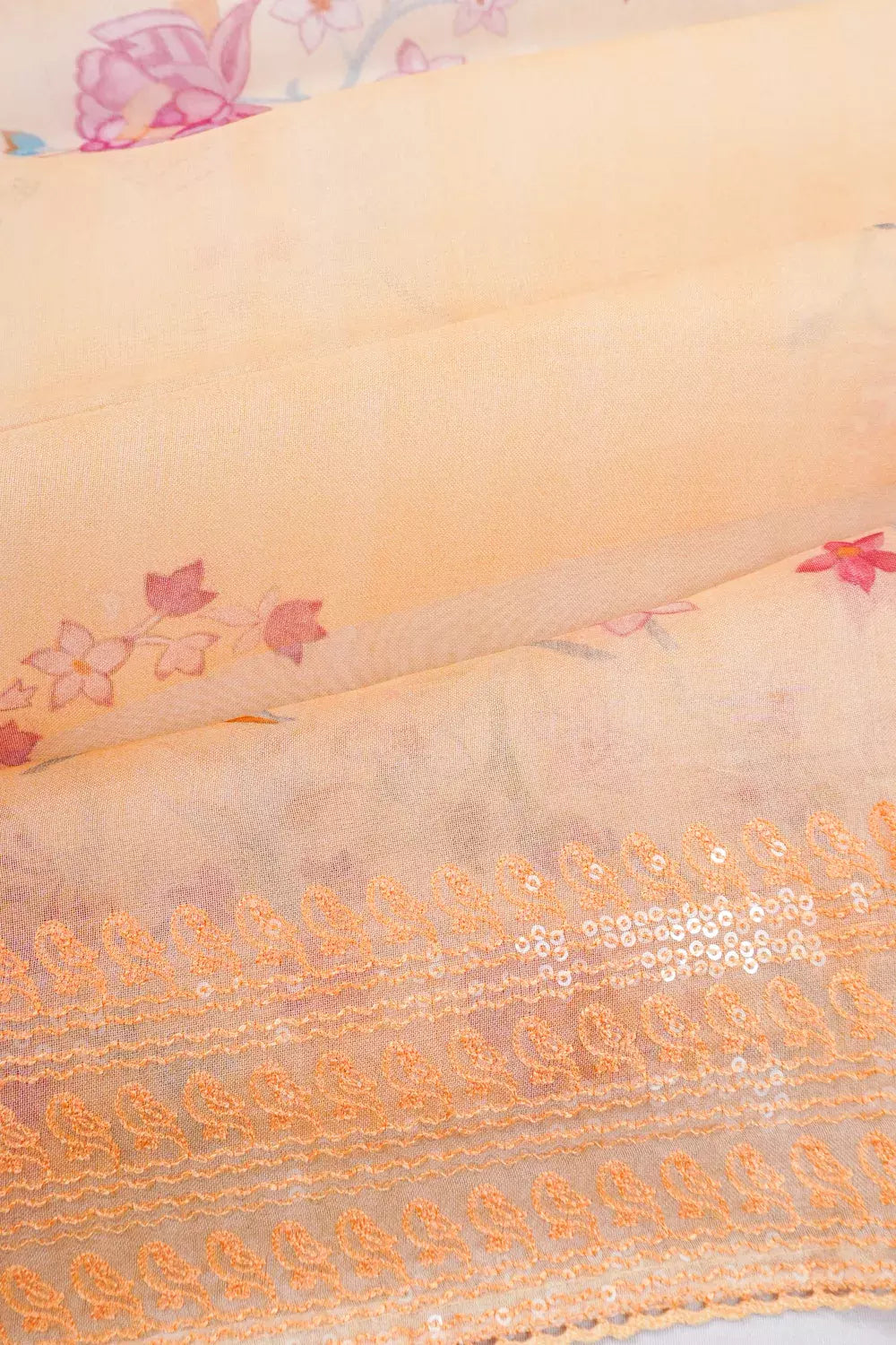 Organza Butta Peach Saree