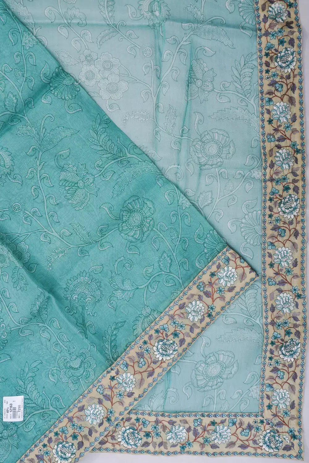 Organza Printed Blue Saree
