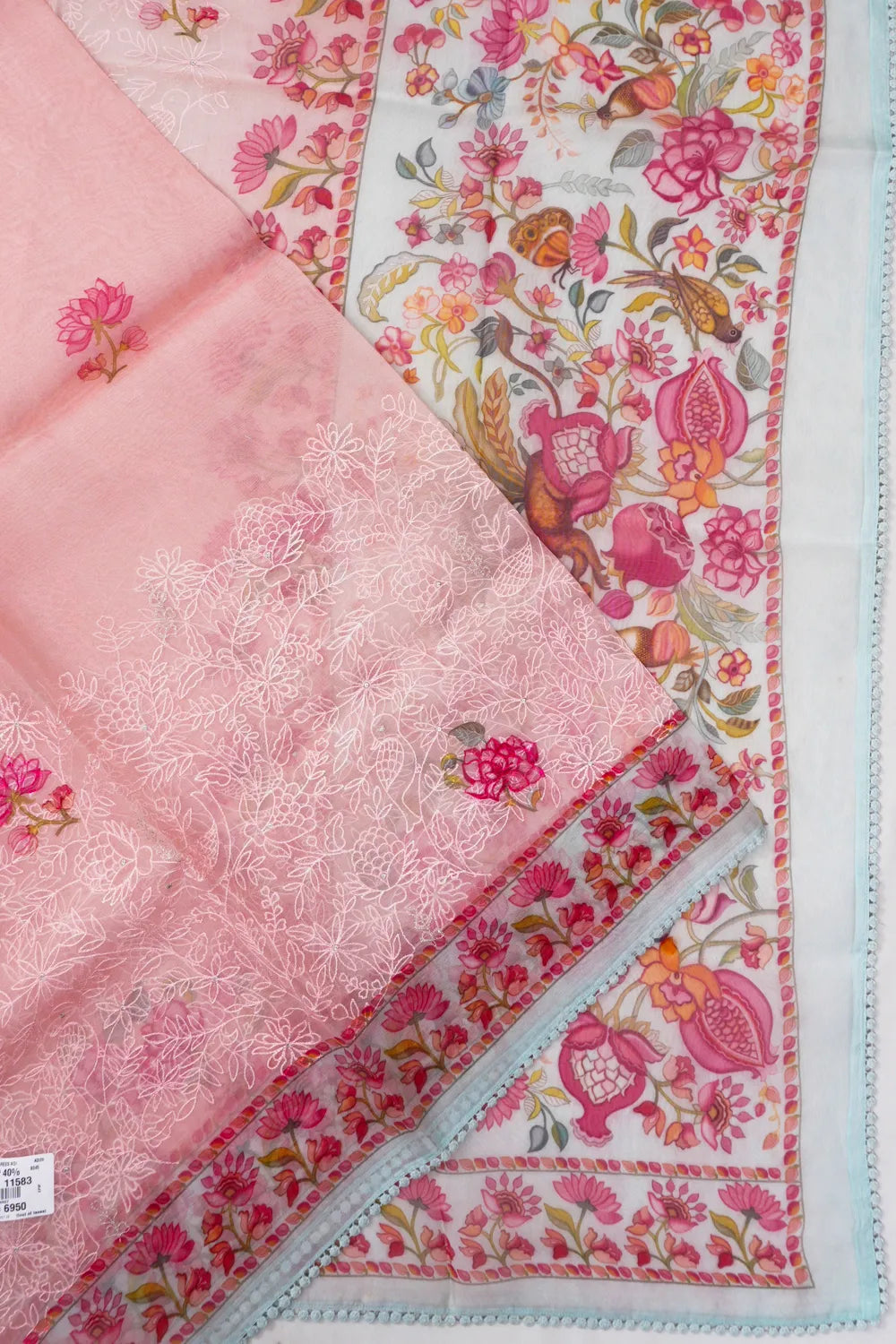 Organza Butta Pink Saree