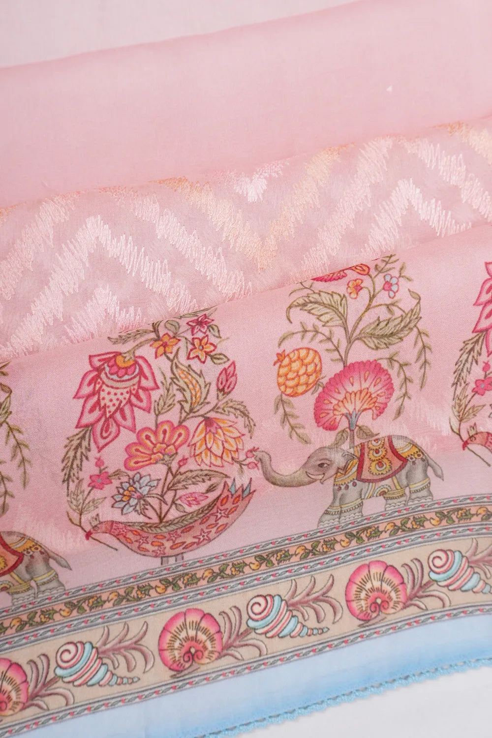 Organza Brocade Pink Saree