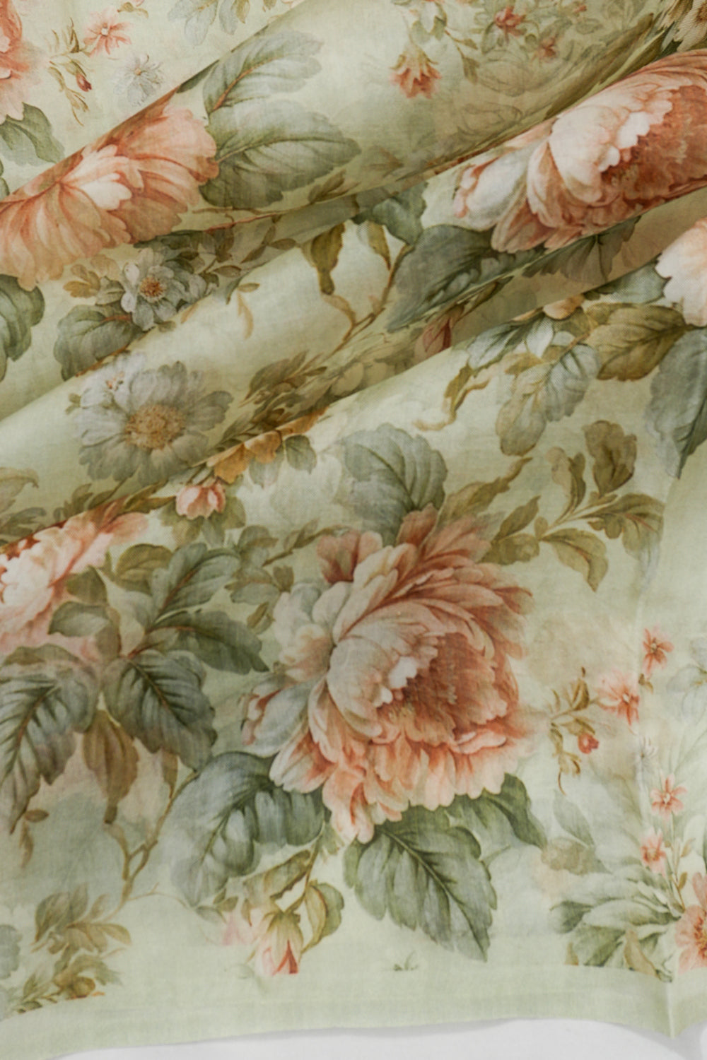 Organza Floral Printed Pastel Green Saree