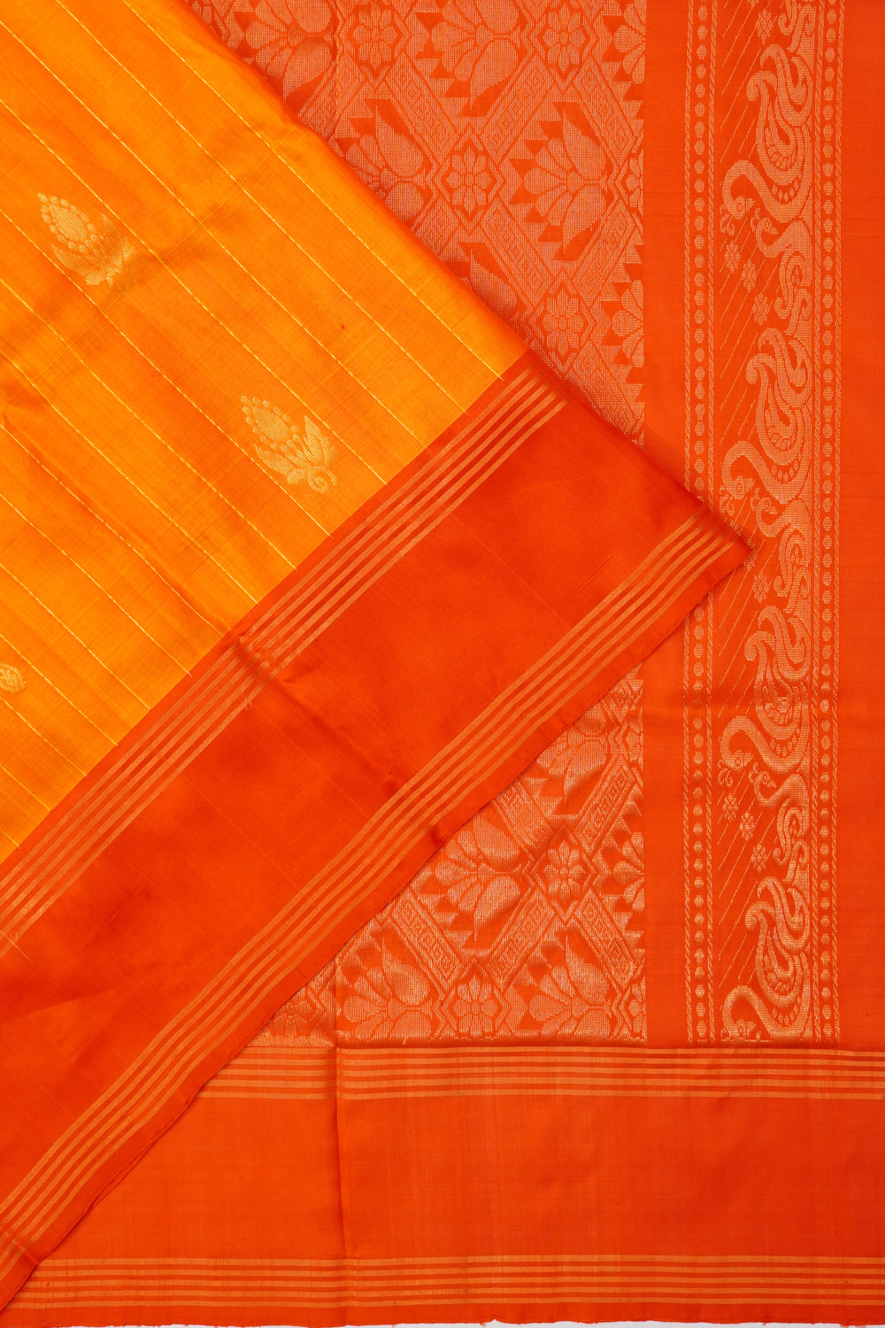 Uppada Silk Lines And Butta Yellow Saree