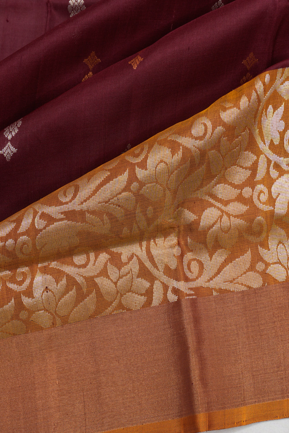 Uppada Silk Butta Dark Brown Saree