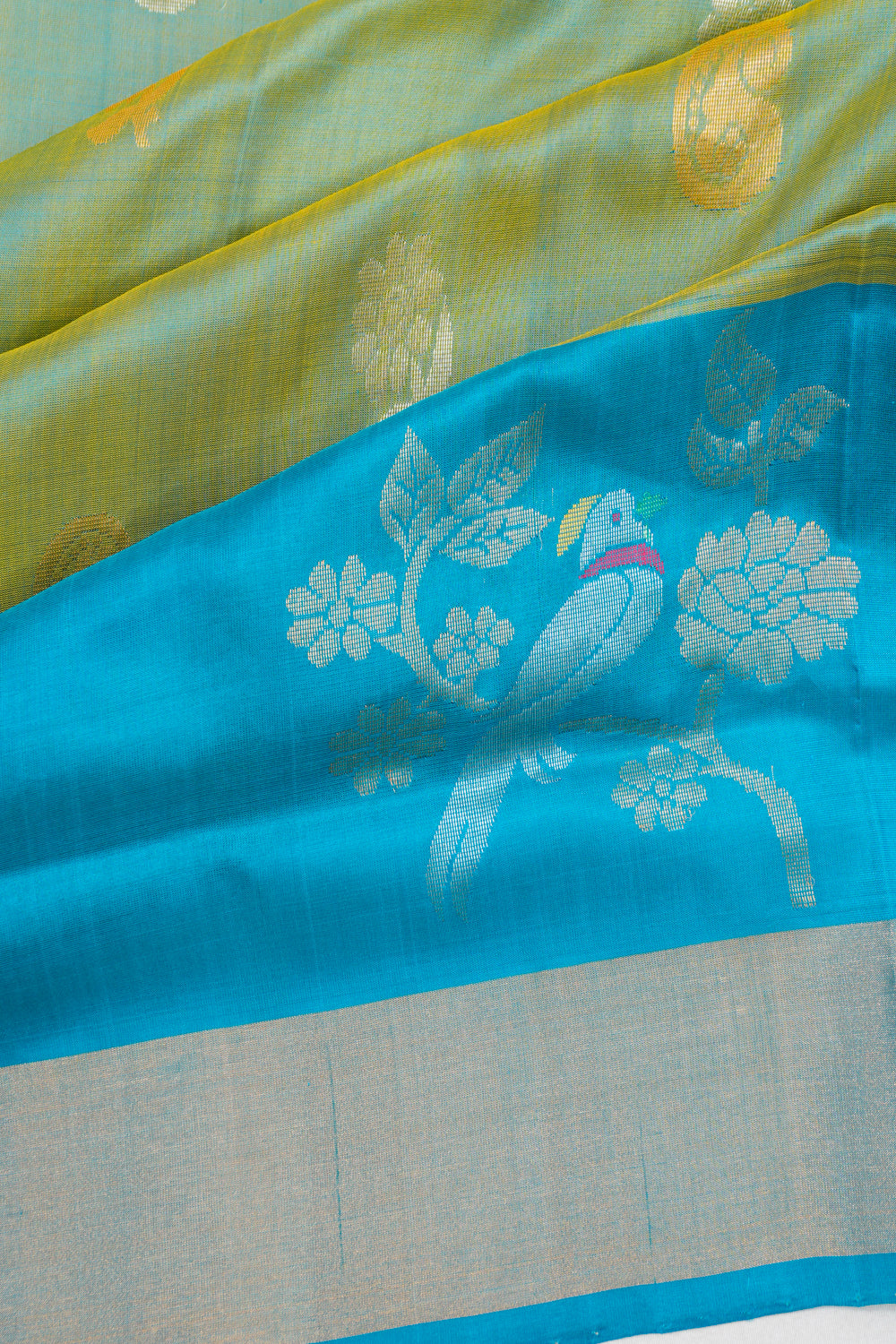 Uppada Silk Butta Green Saree