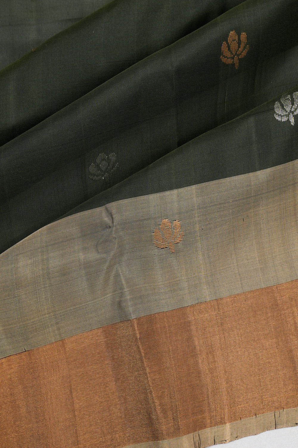 Uppada Silk Butta Dark Green Saree