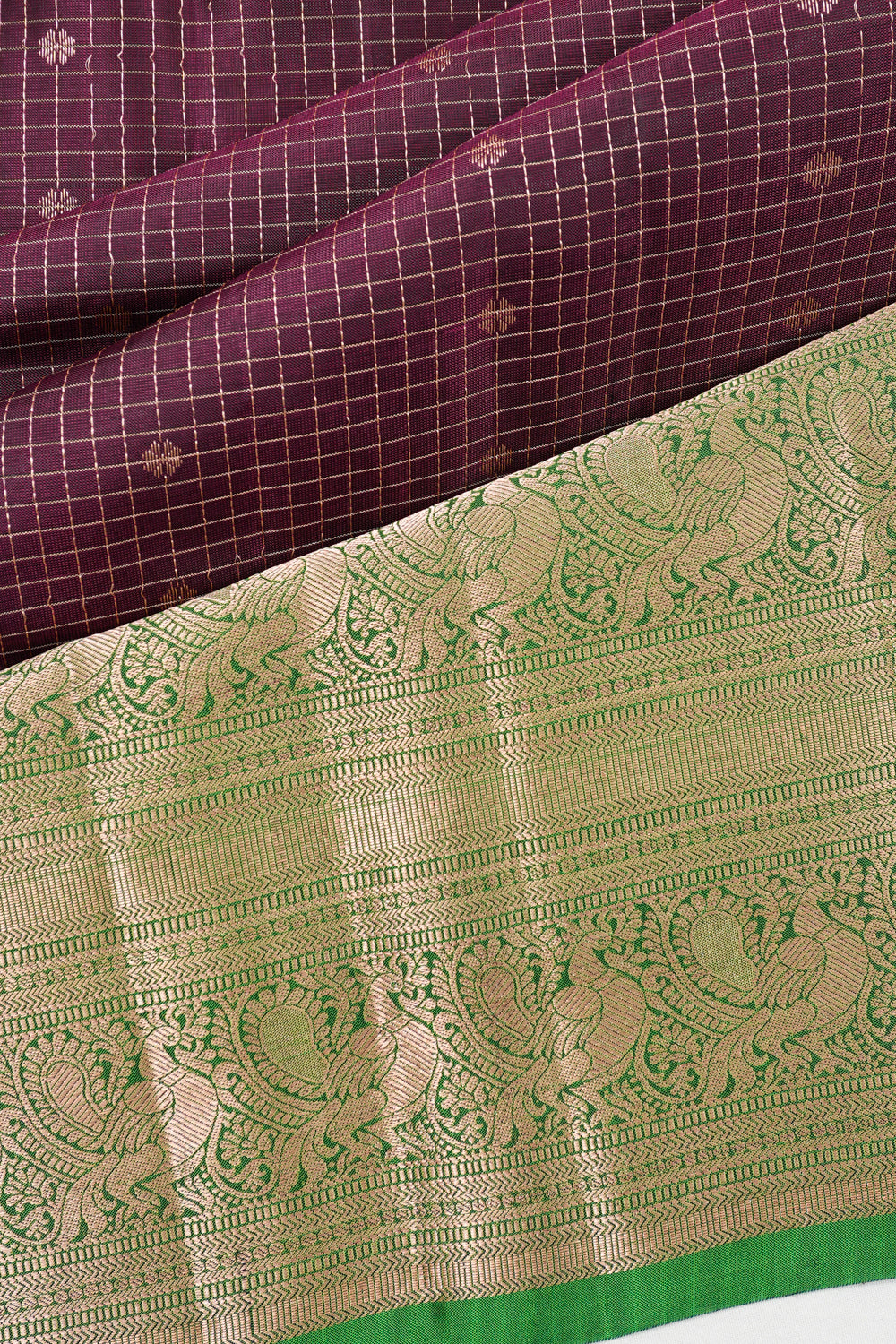 Dharmavaram Silk Checks And Butta Purple Saree