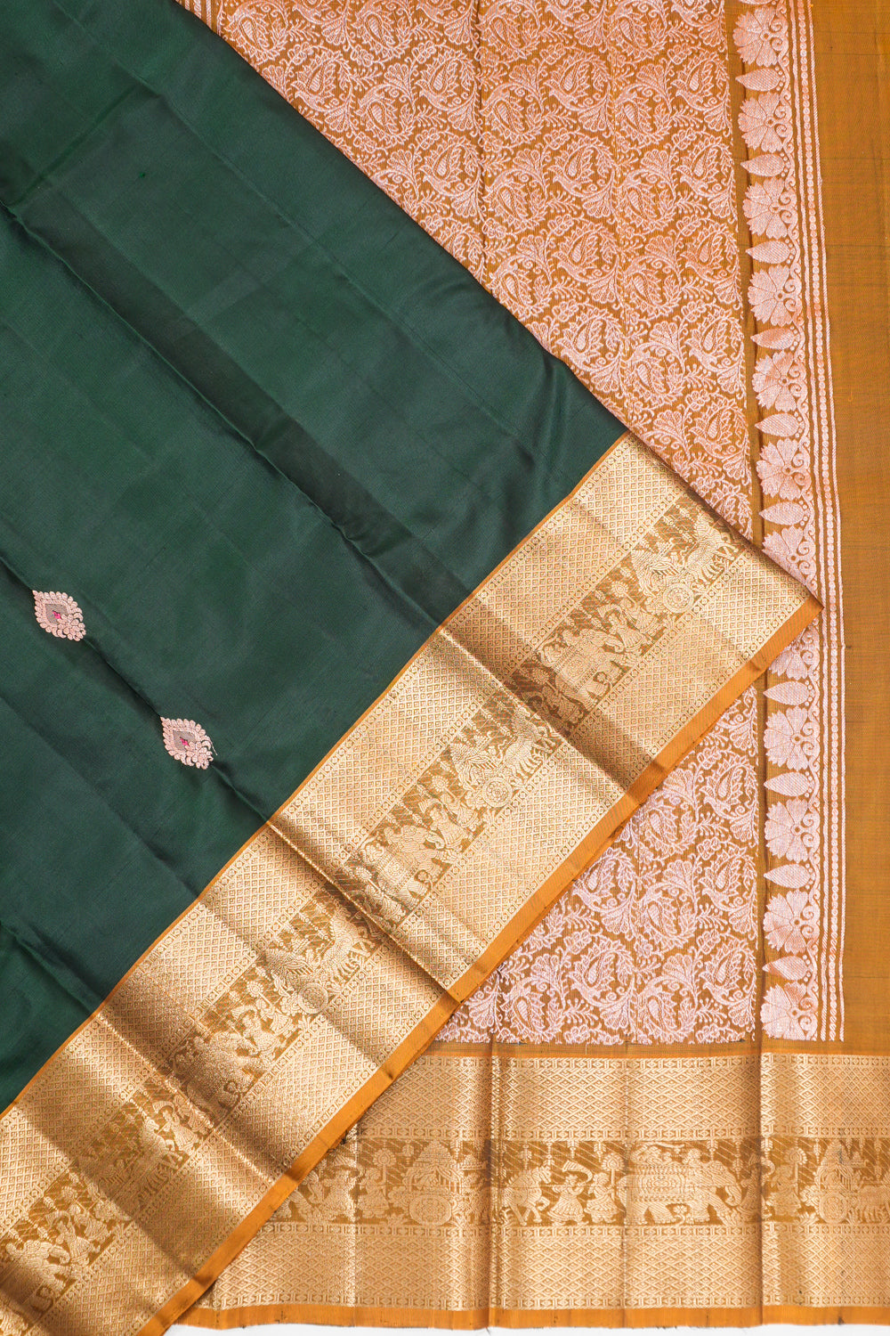 Dharmavaram Silk Butta Dark Green Saree