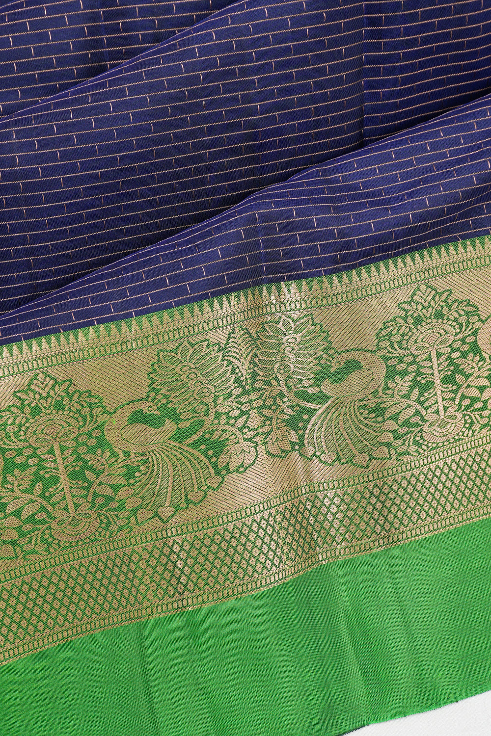 Soft Silk Brocade Dark Blue Saree