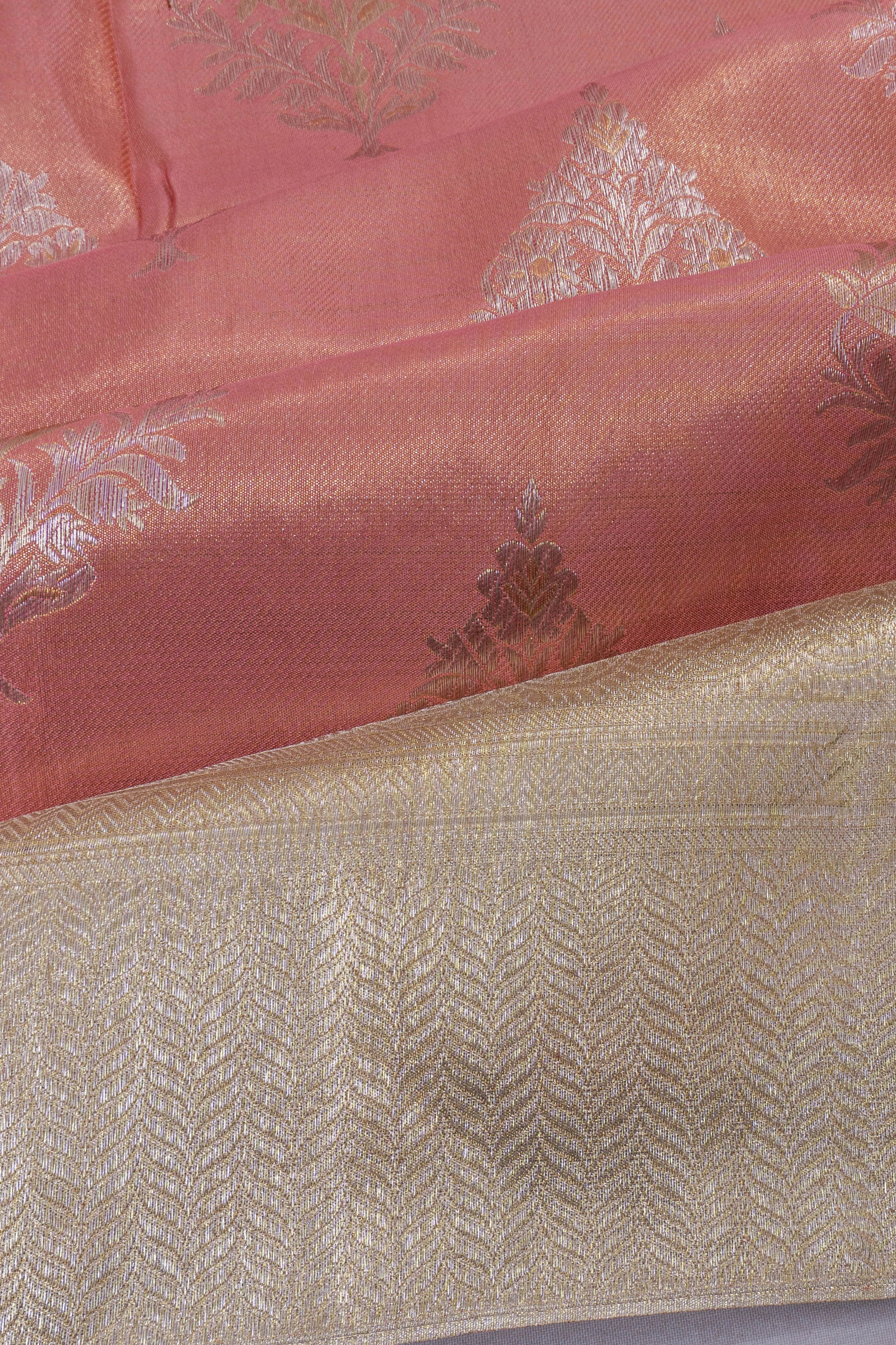 Kanchipuram Silk Tissue Butta Pink Saree