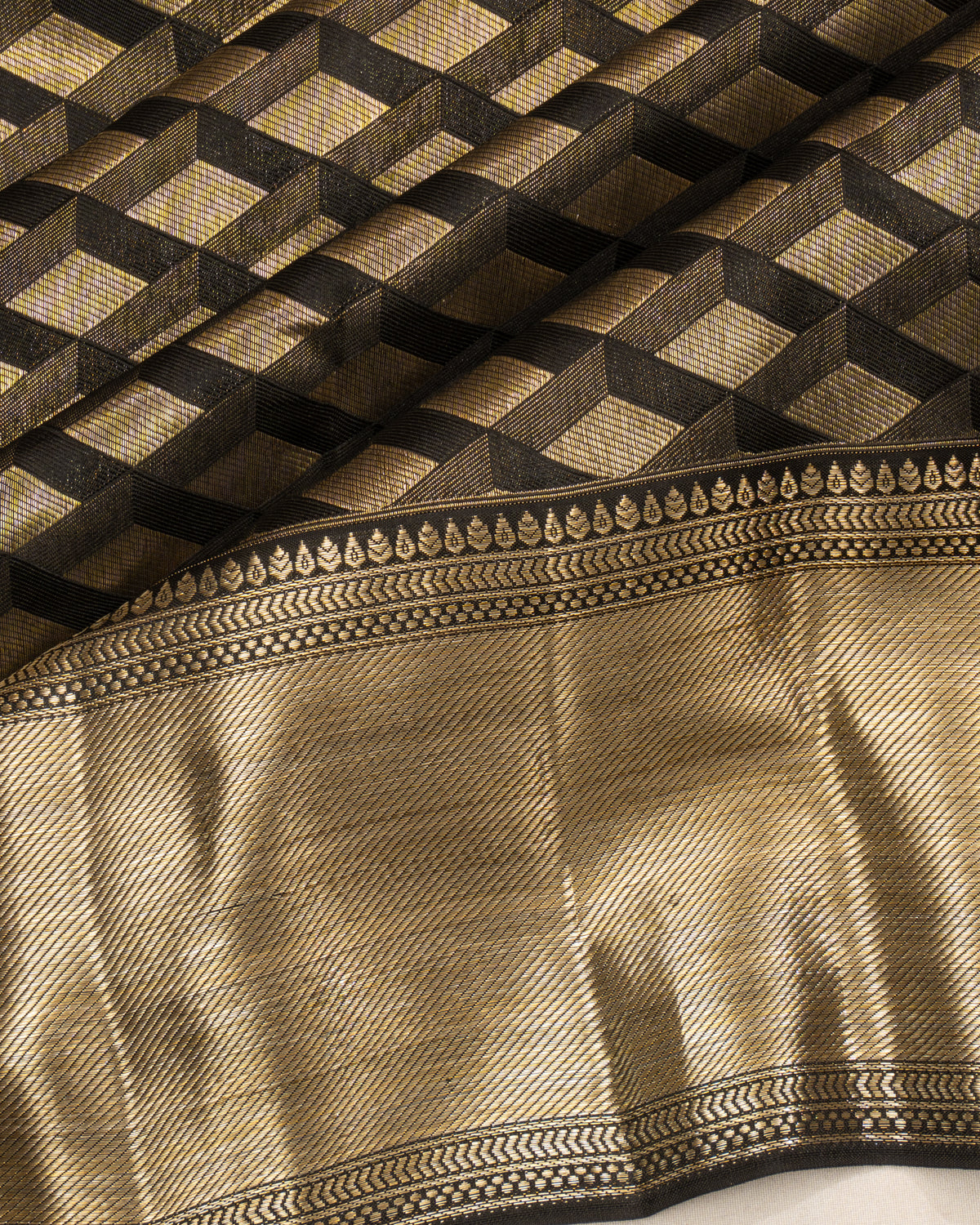 Kanchipuram Silk Brocade Black Saree