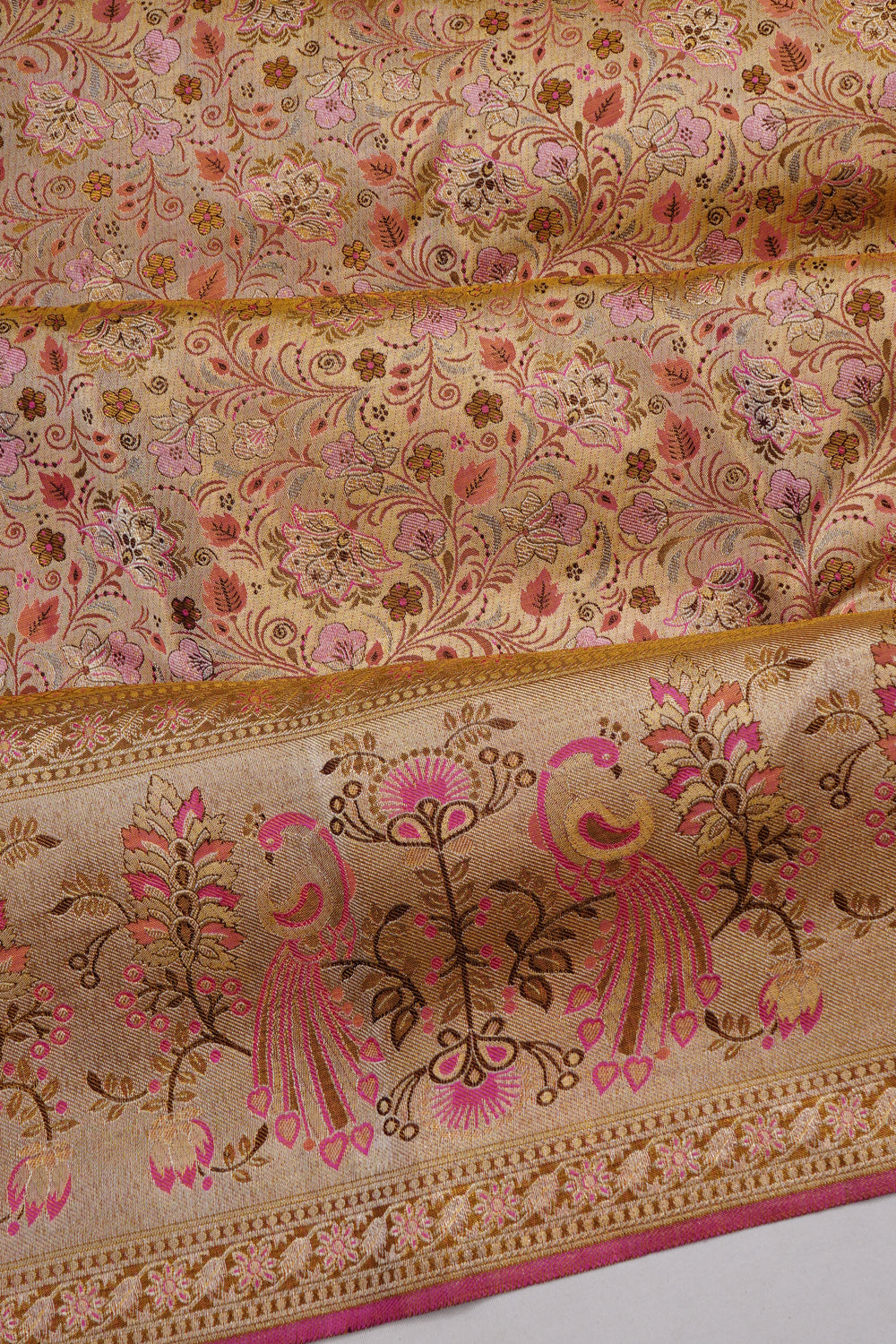 Taranga Kanchi Silk Tissue Brocade Gold Saree