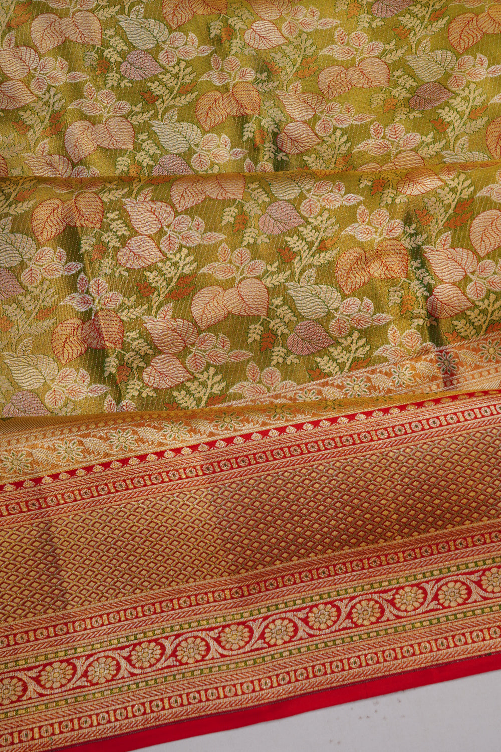 Taranga Kanchi Silk Tissue Brocade Green Saree
