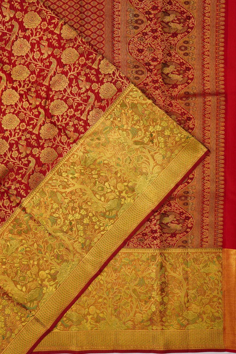 Taranga Kanchi Silk Jaal Red Saree