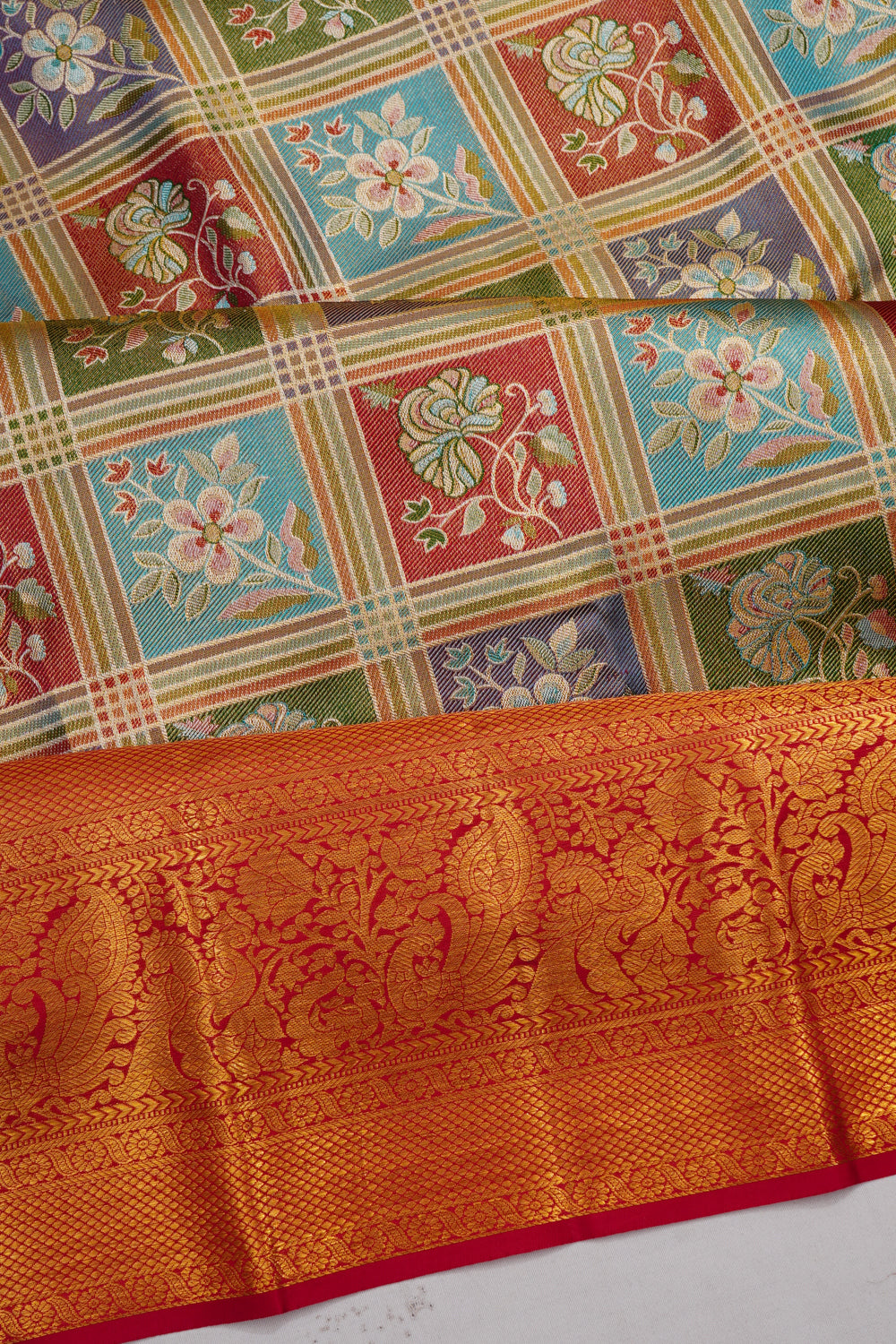 Taranga Kanchi Silk Tissue Brocade Multicolour Saree